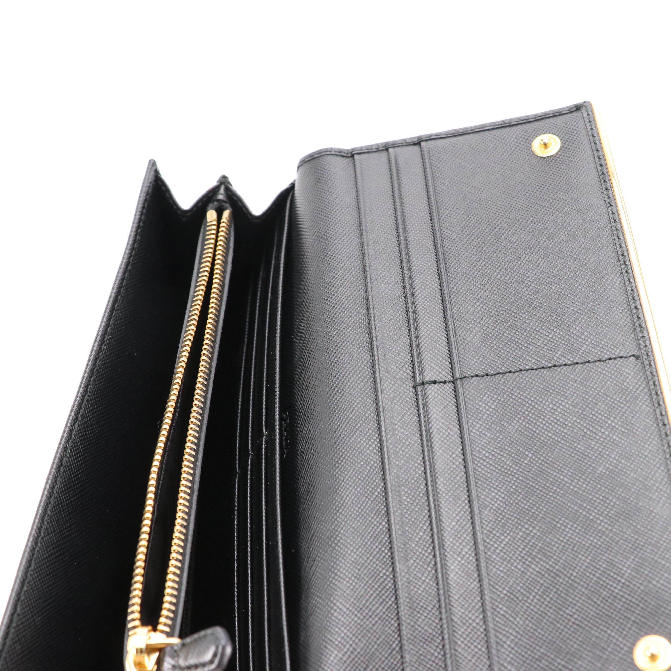 Prada Black Saffiano Leather Continental Wallet