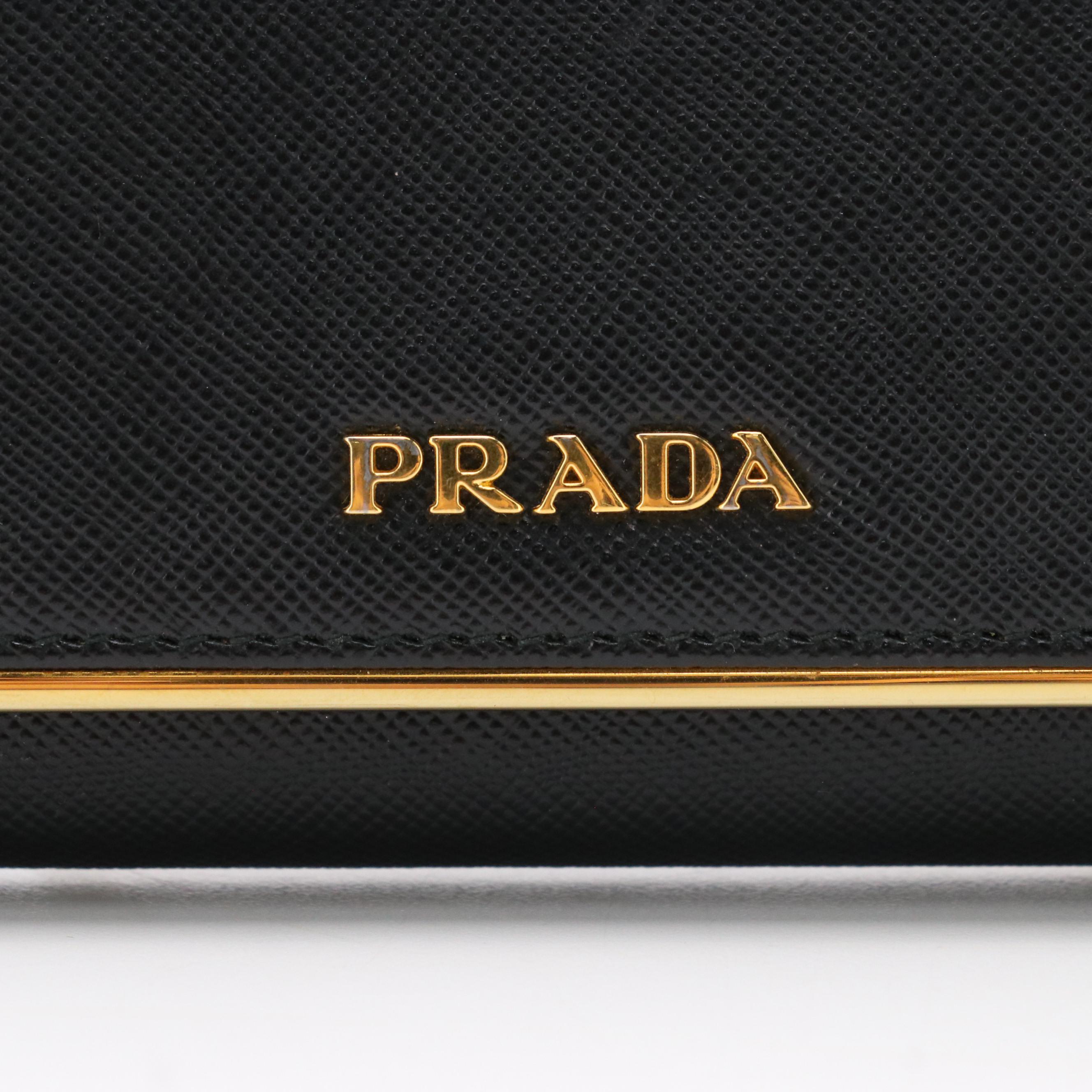 Prada Black Saffiano Leather Continental Wallet