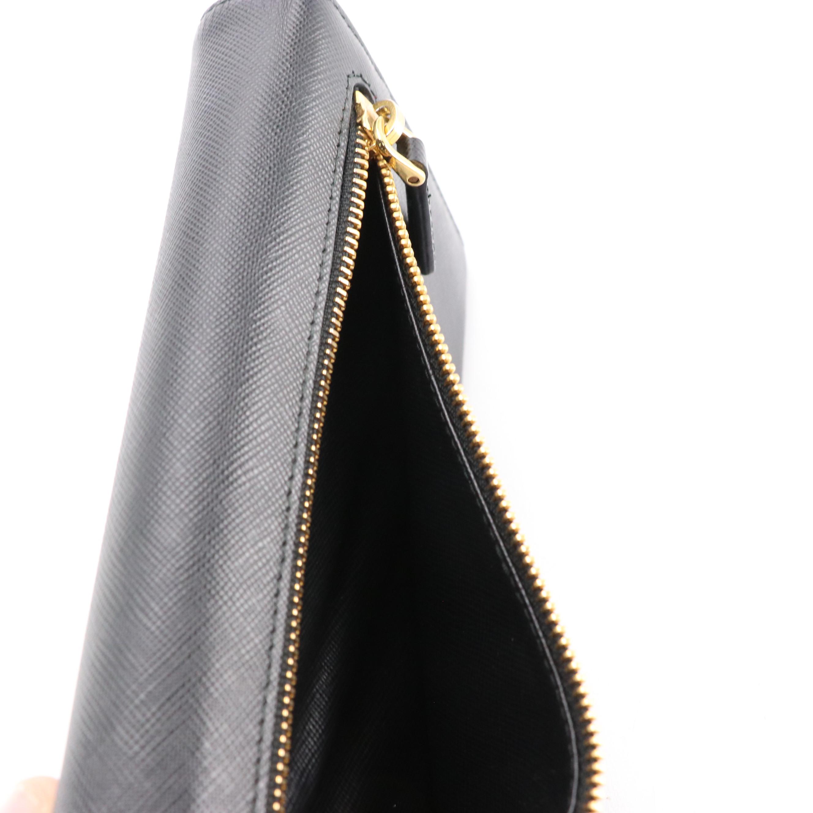 Prada Black Saffiano Leather Continental Wallet