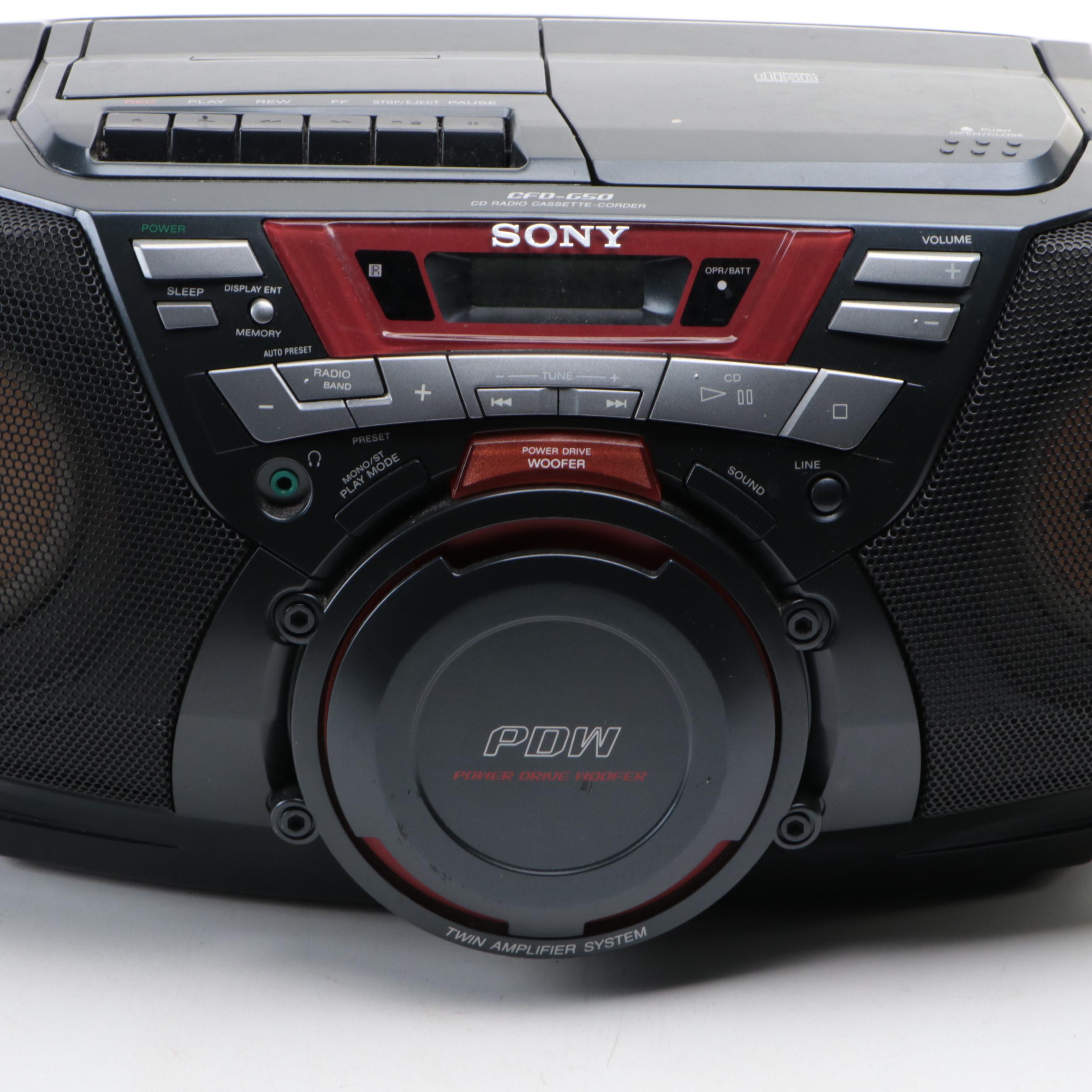 Sony Model CFD-G50 Portable Cassette/CD Player Boombox