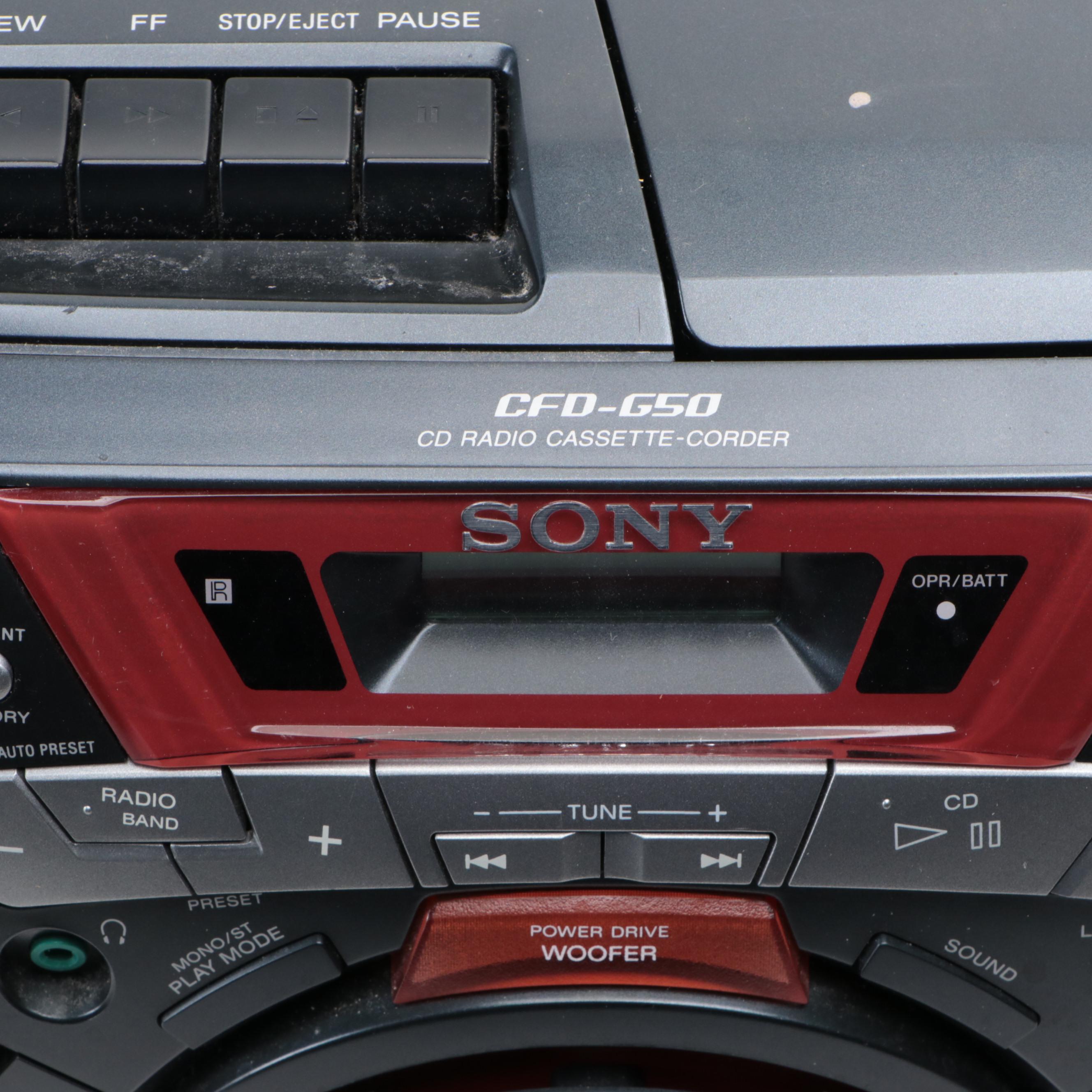 Sony Model CFD-G50 Portable Cassette/CD Player Boombox