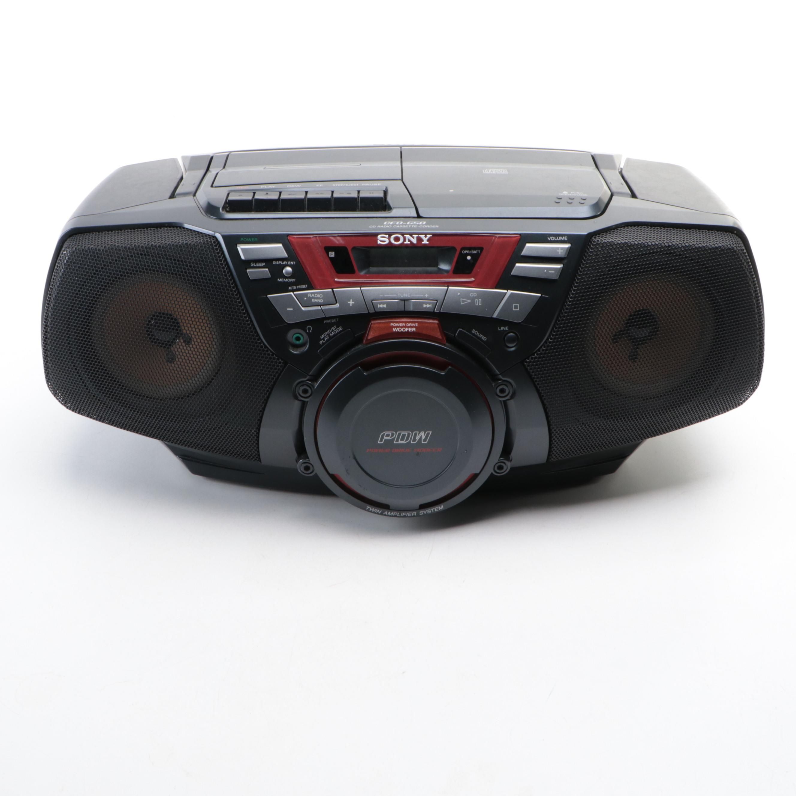 Sony Model CFD-G50 Portable Cassette/CD Player Boombox