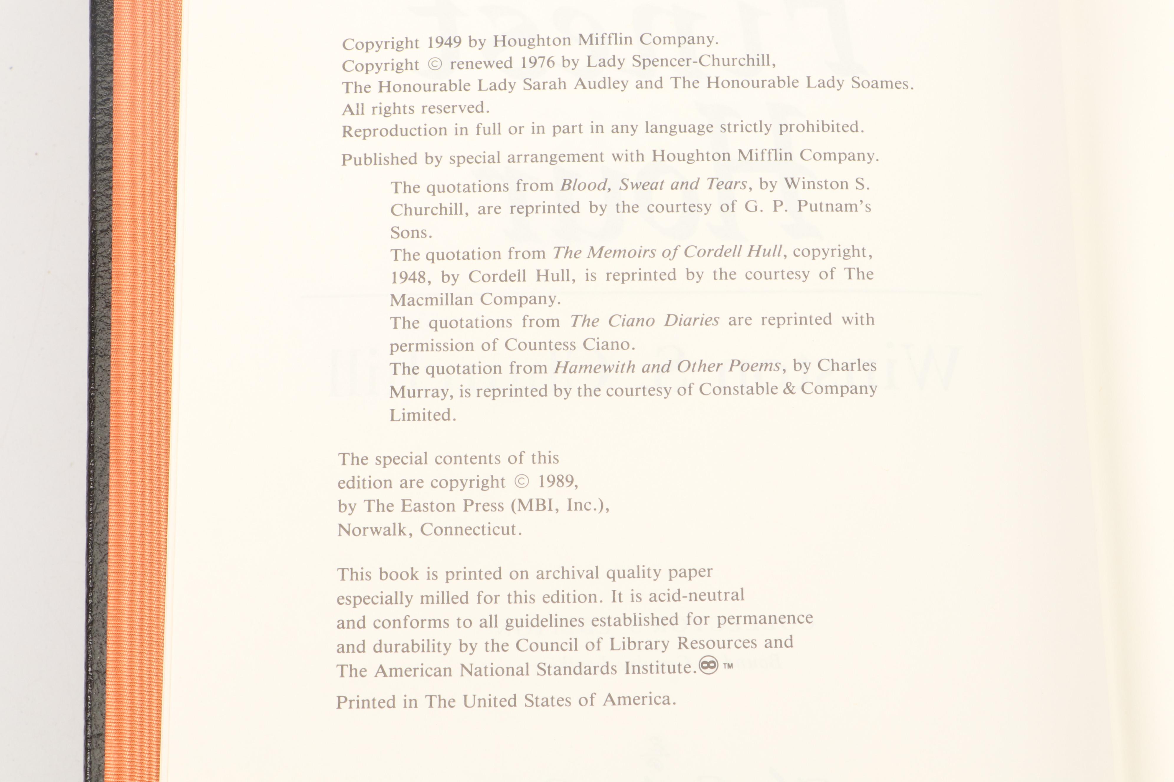 Winston S. Churchill Easton Press Collector's Edition Histories