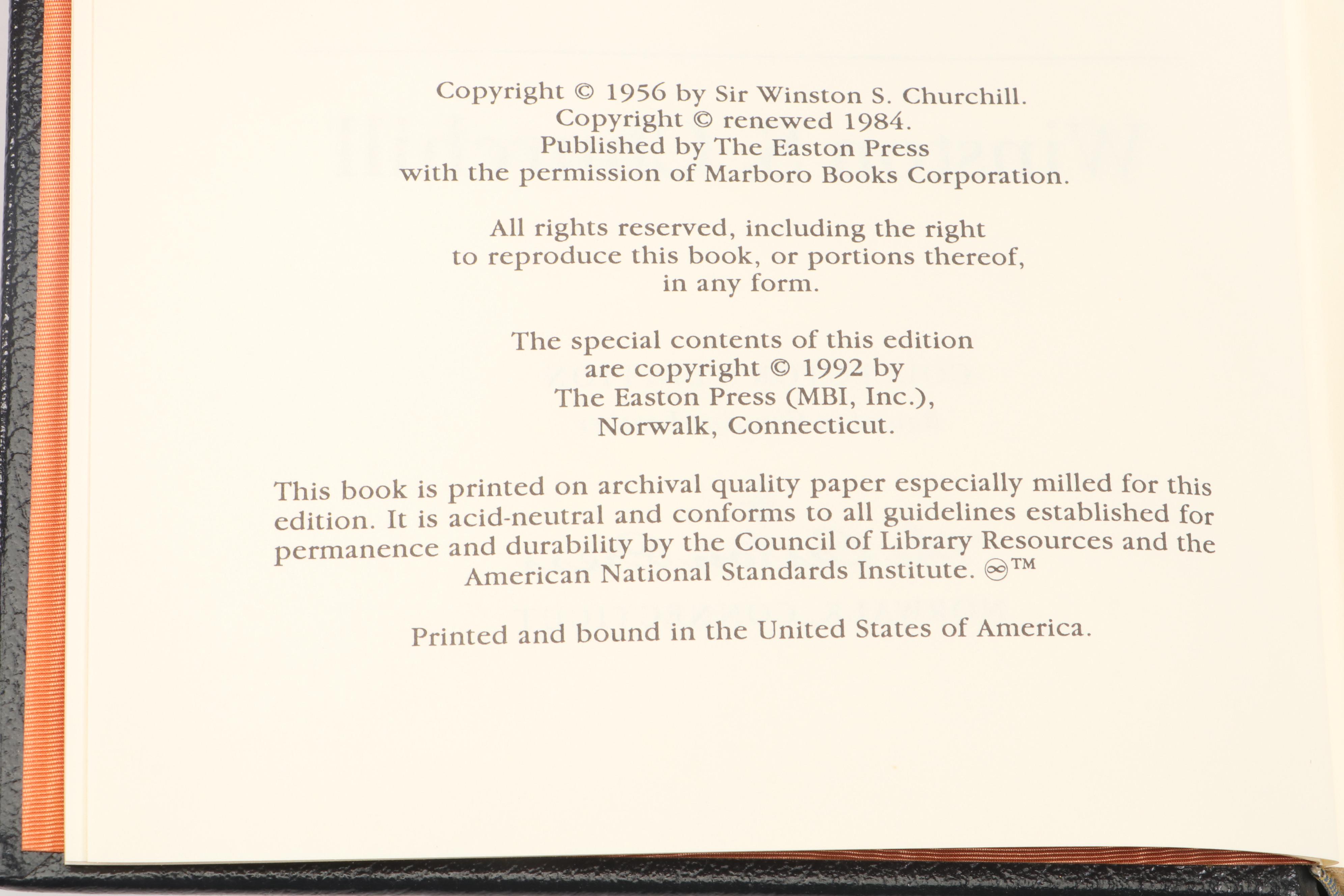 Winston S. Churchill Easton Press Collector's Edition Histories