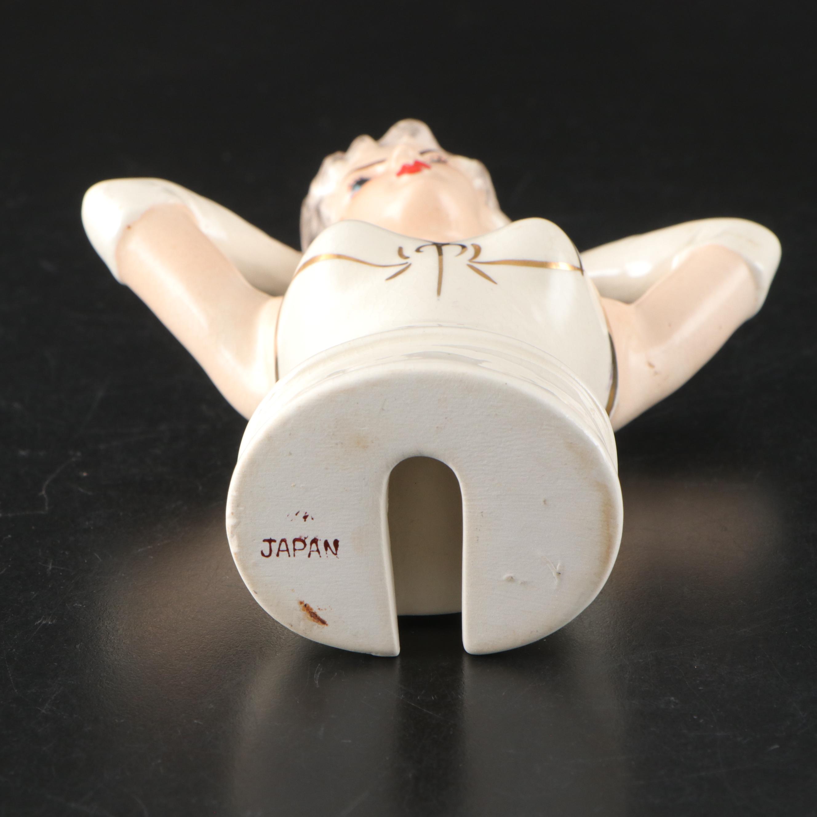 Radnor Bone China White Roses Figure & Japanese Porcelain Boudoir Lamp Half Doll