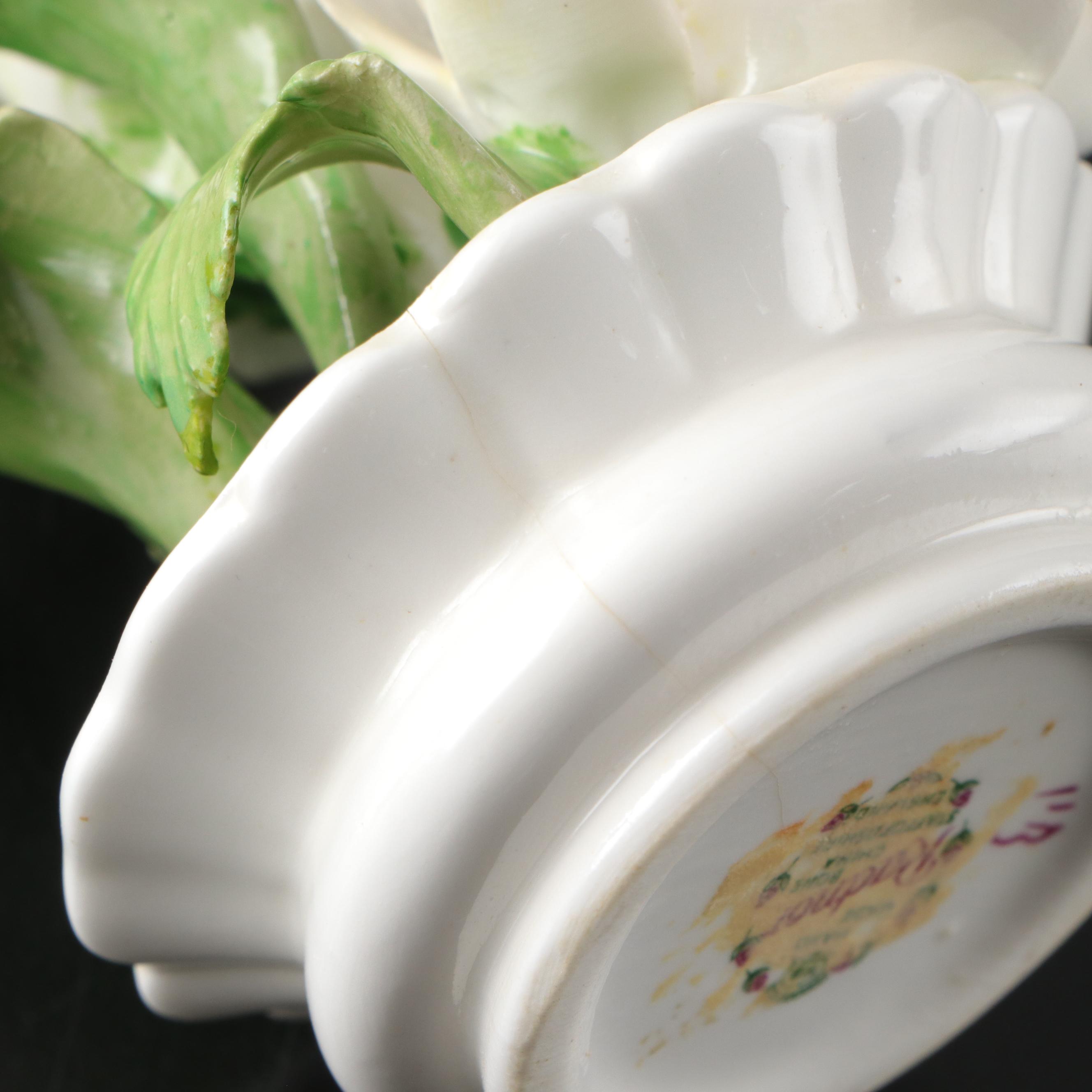 Radnor Bone China White Roses Figure & Japanese Porcelain Boudoir Lamp Half Doll