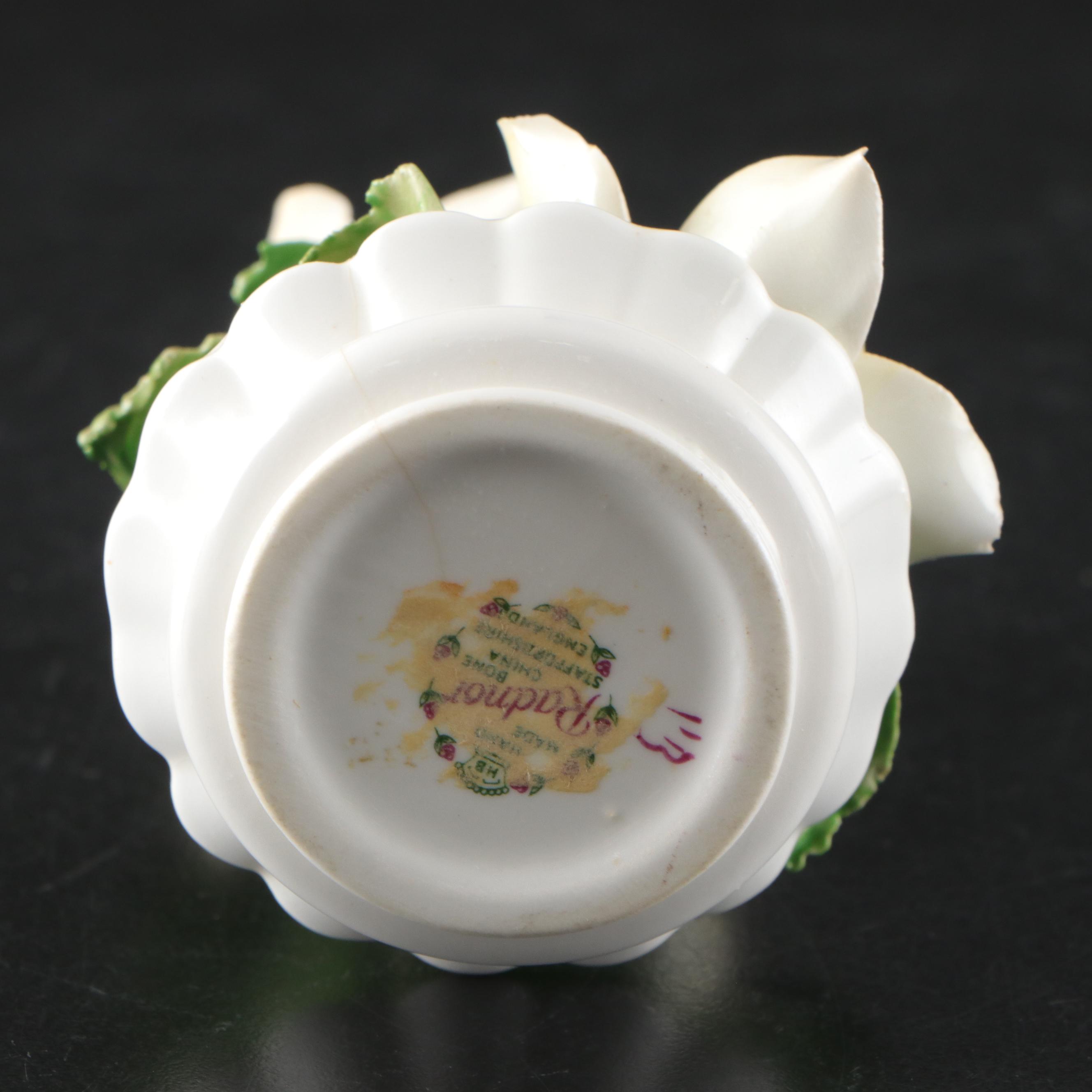 Radnor Bone China White Roses Figure & Japanese Porcelain Boudoir Lamp Half Doll