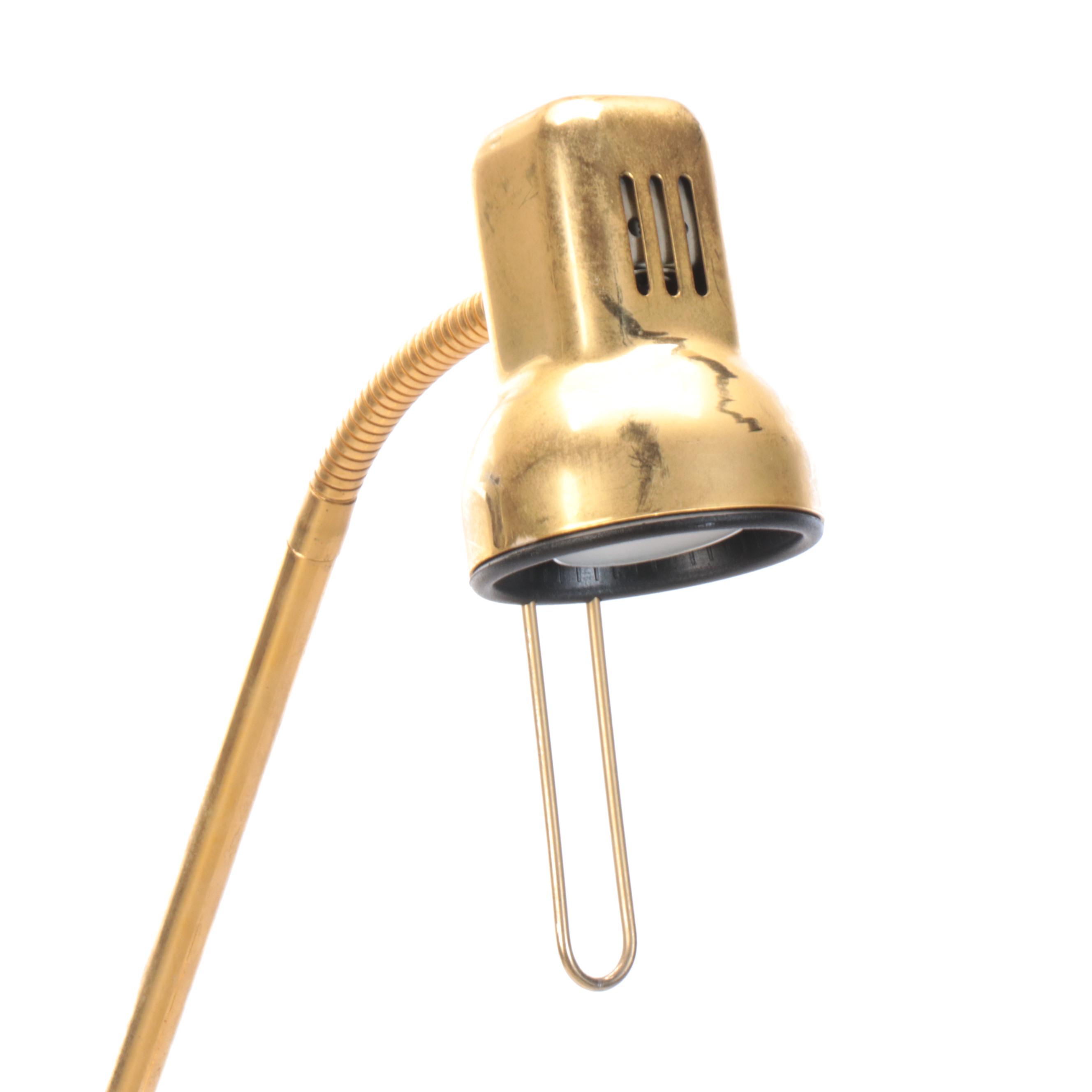 IKEA Vrieland Style Gold Lacquer Desk Lamps and Floor Lamp, 21st C.