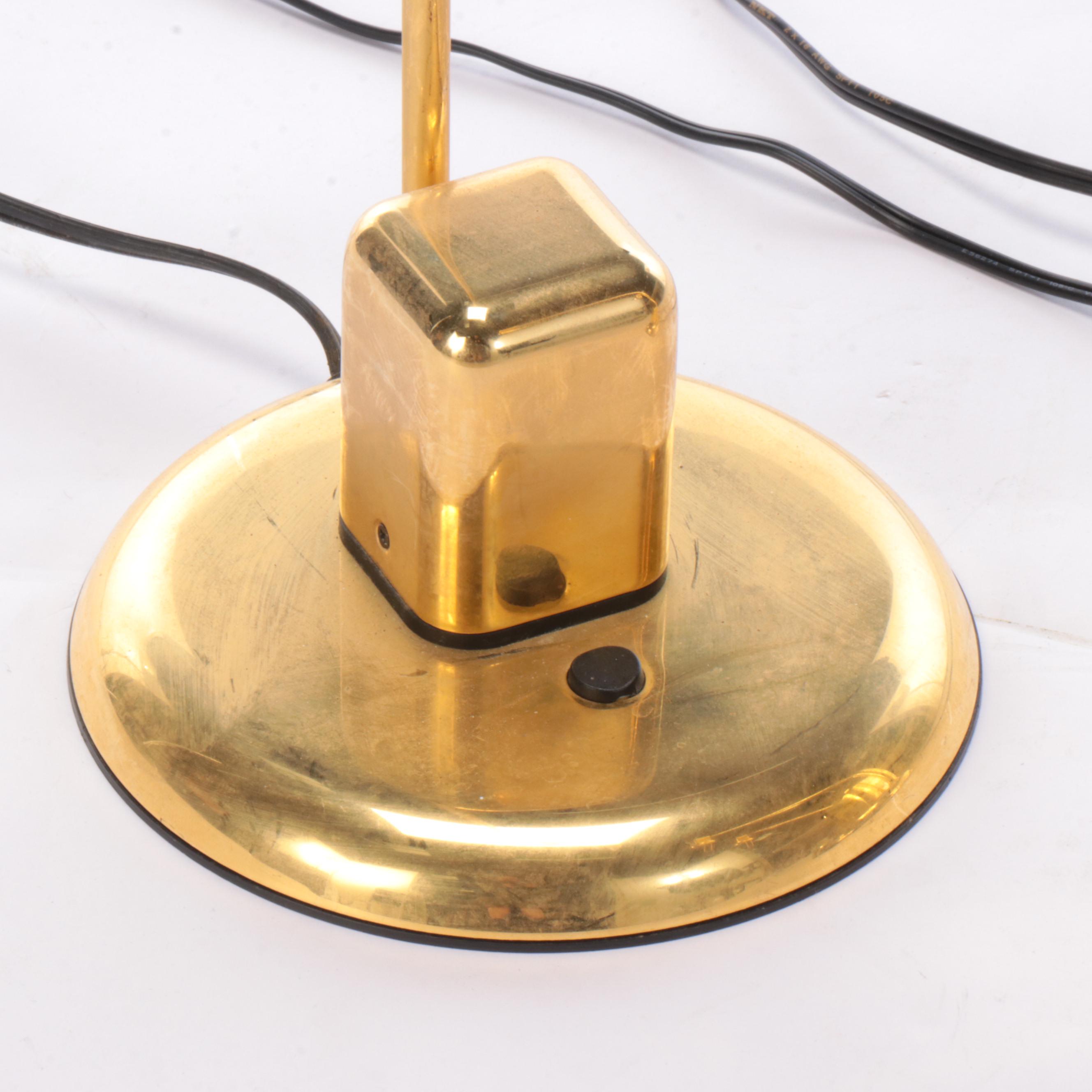 IKEA Vrieland Style Gold Lacquer Desk Lamps and Floor Lamp, 21st C.