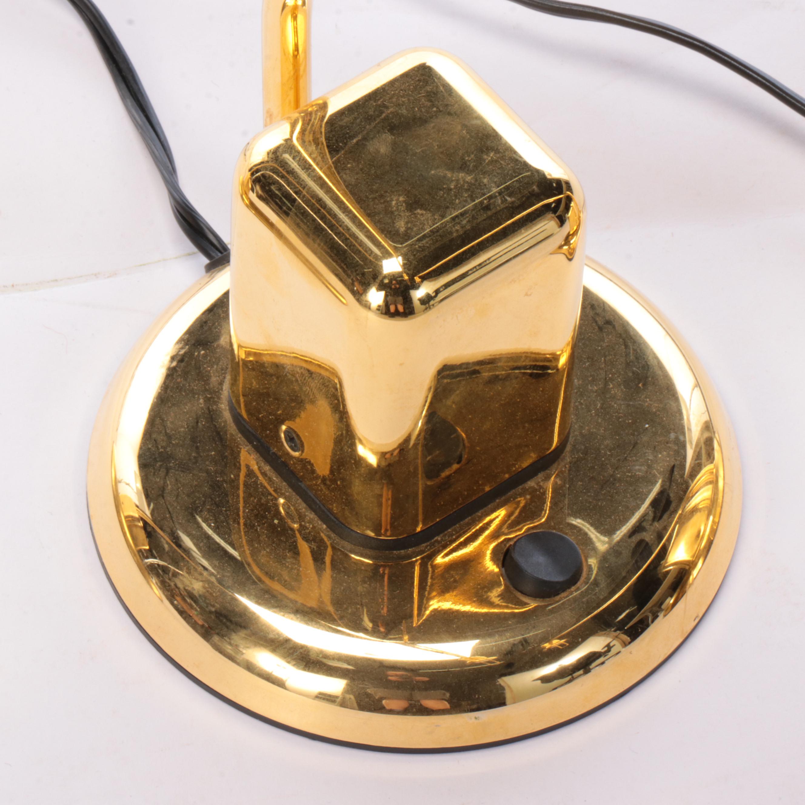 IKEA Vrieland Style Gold Lacquer Desk Lamps and Floor Lamp, 21st C.