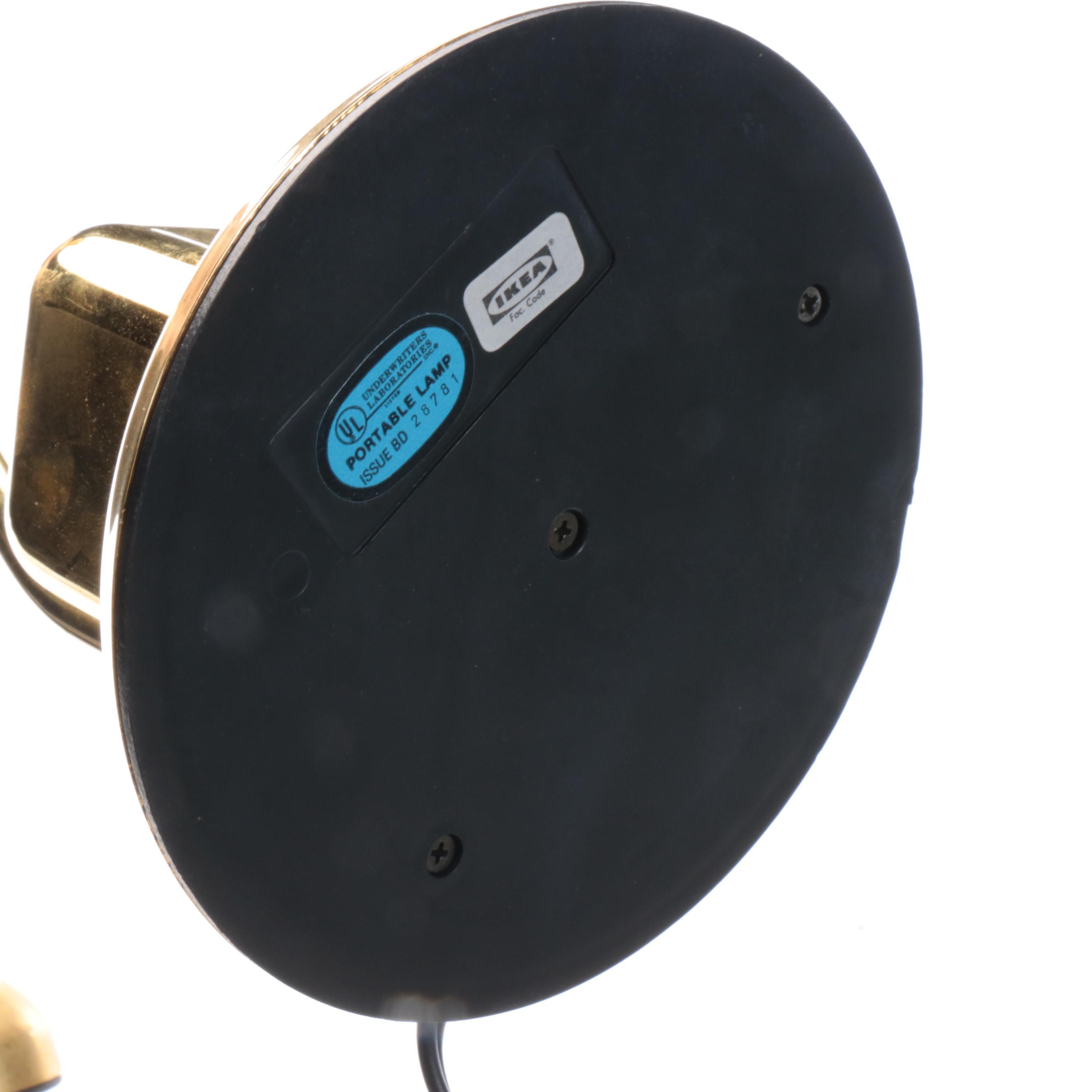 IKEA Vrieland Style Gold Lacquer Desk Lamps and Floor Lamp, 21st C.