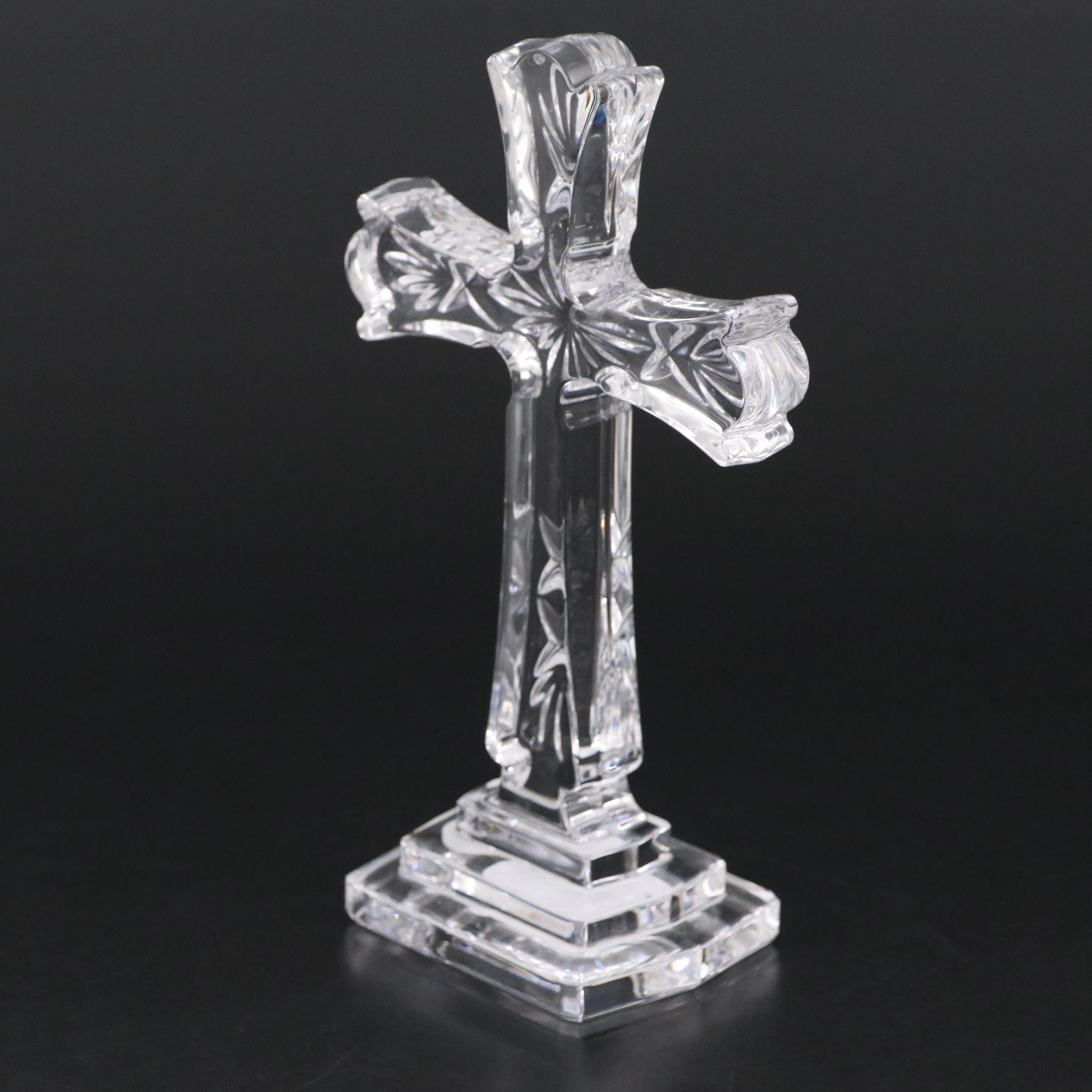 Waterford Crystal Standing Cross Figurine with Original Box
