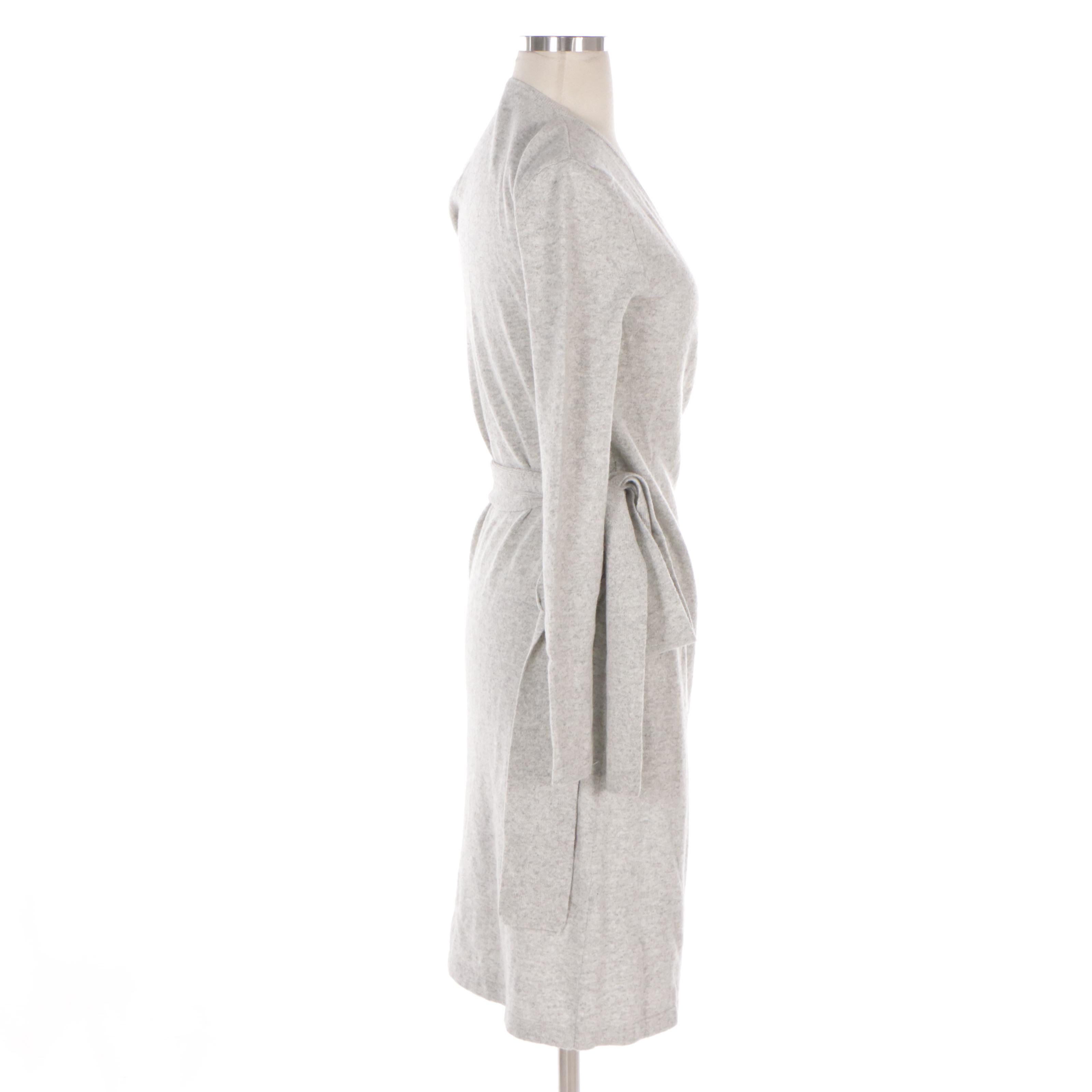 Brunello Cucinelli Light Grey Cashmere Wrap Dress