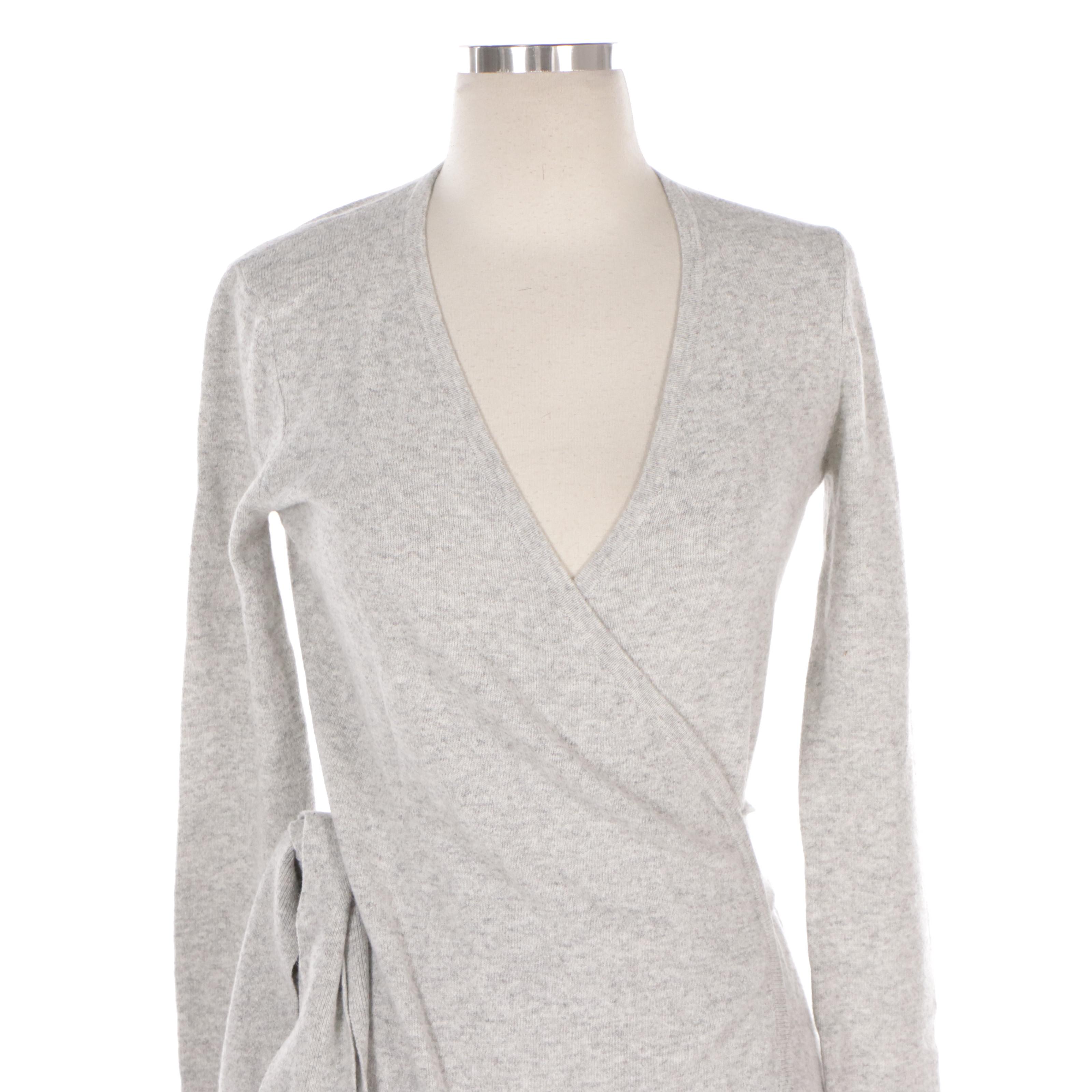 Brunello Cucinelli Light Grey Cashmere Wrap Dress