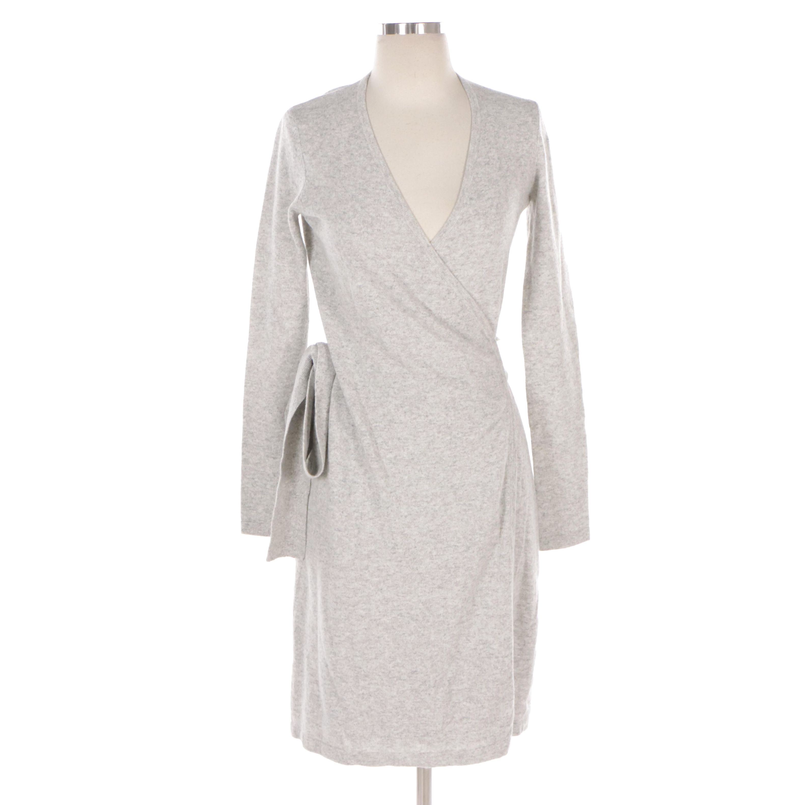 Brunello Cucinelli Light Grey Cashmere Wrap Dress