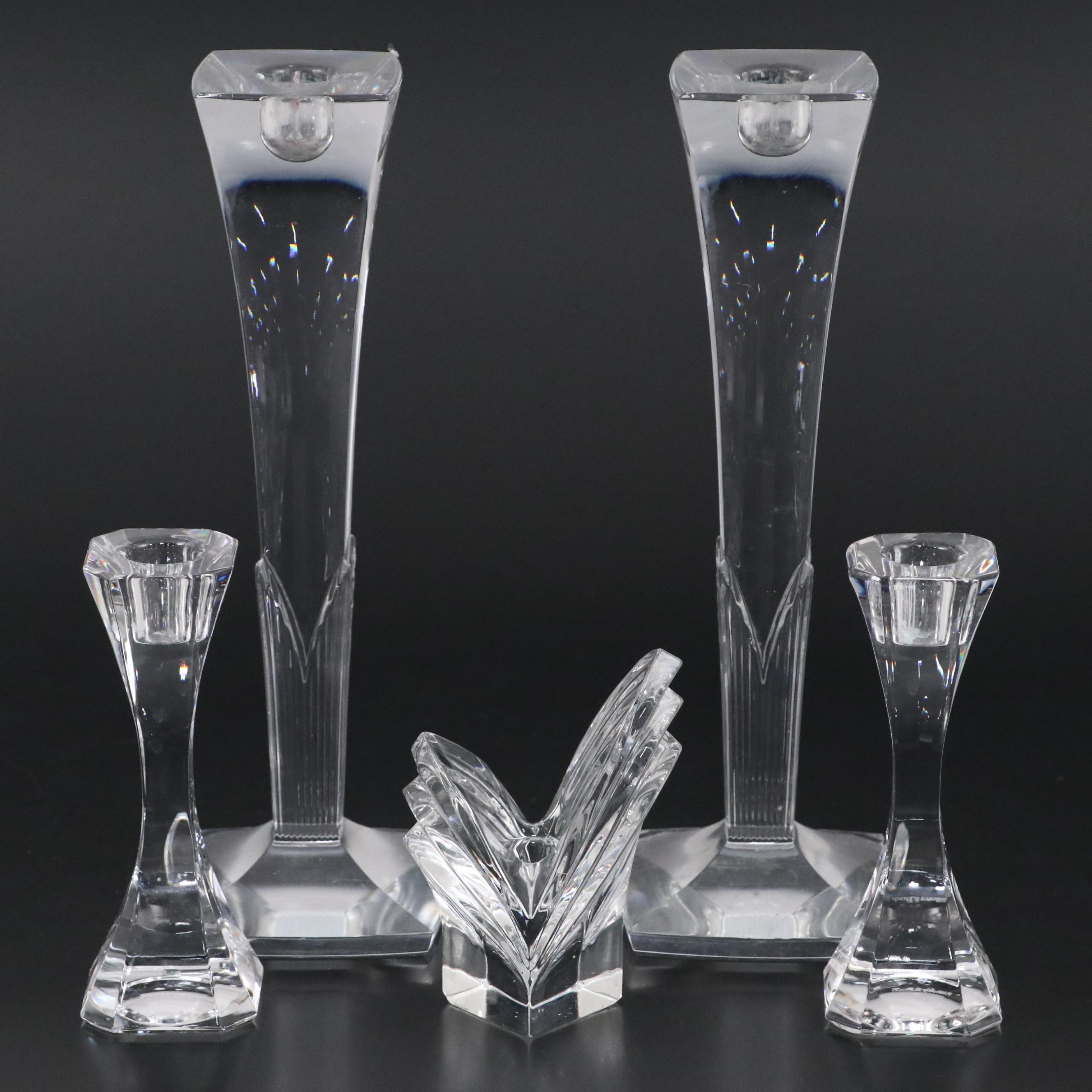 Mikasa Crystal Candlesticks and Candle Holder with Villeroy & Boch Candlesticks