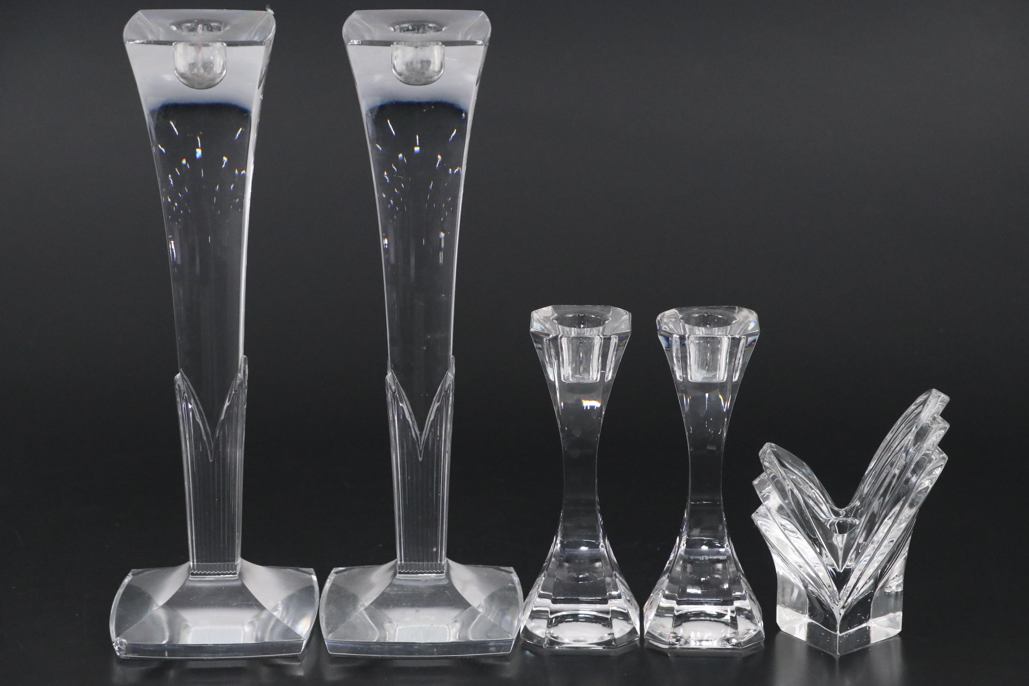 Mikasa Crystal Candlesticks and Candle Holder with Villeroy & Boch Candlesticks