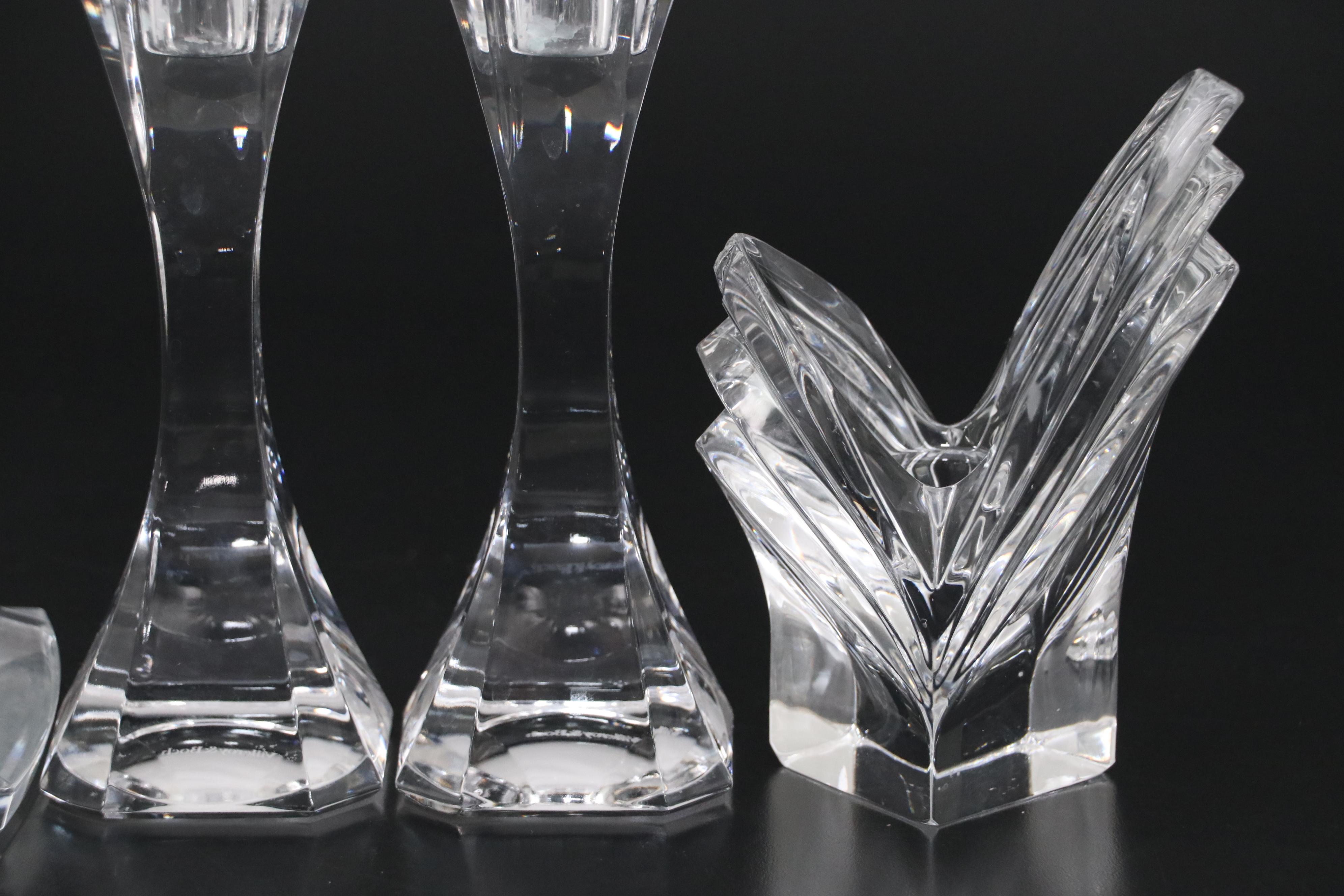 Mikasa Crystal Candlesticks and Candle Holder with Villeroy & Boch Candlesticks