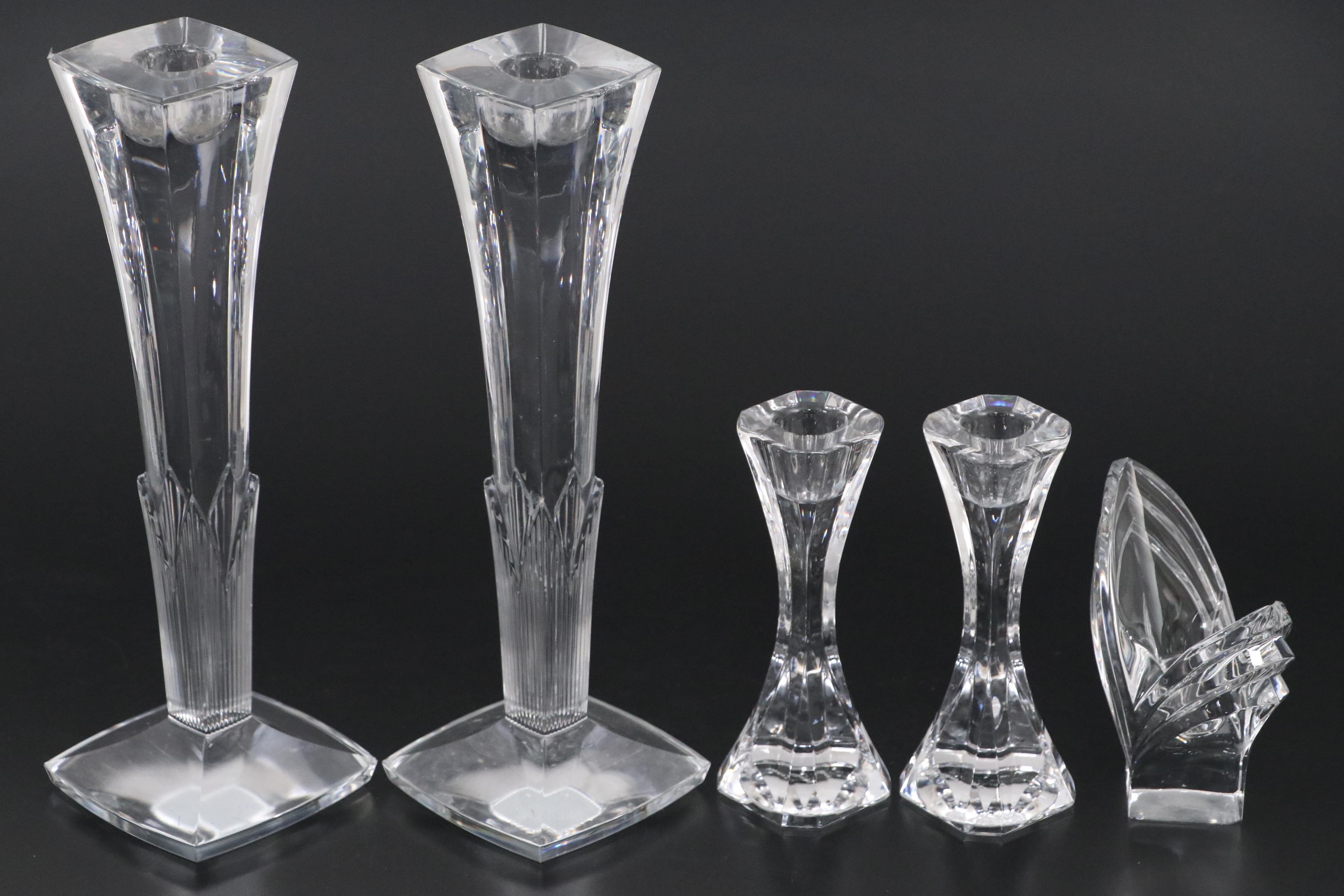 Mikasa Crystal Candlesticks and Candle Holder with Villeroy & Boch Candlesticks