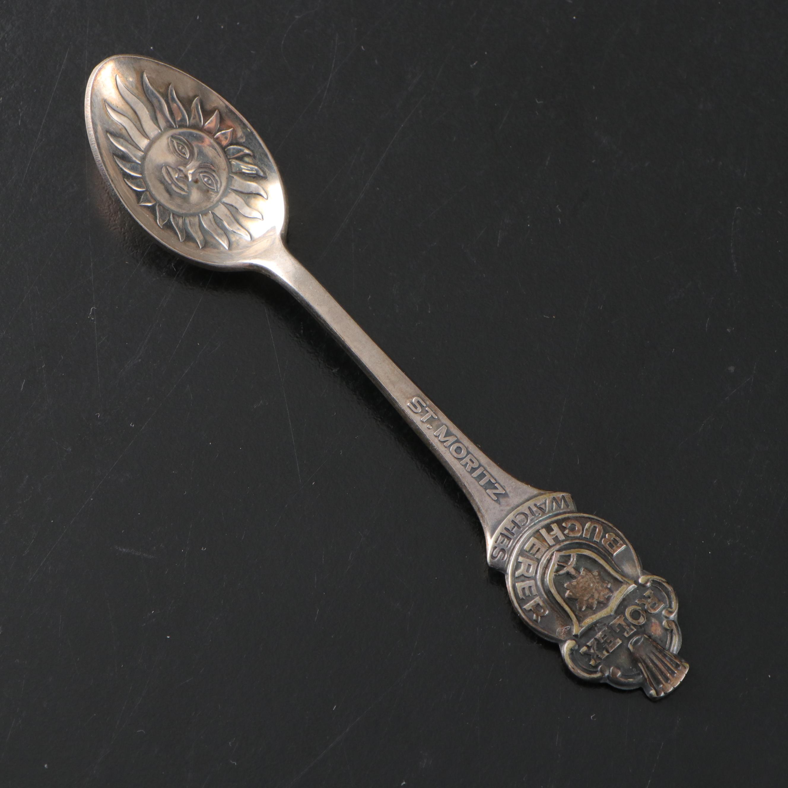 Swiss Rolex Bucherer Silver Plate and Other Metal Souvenir Spoons