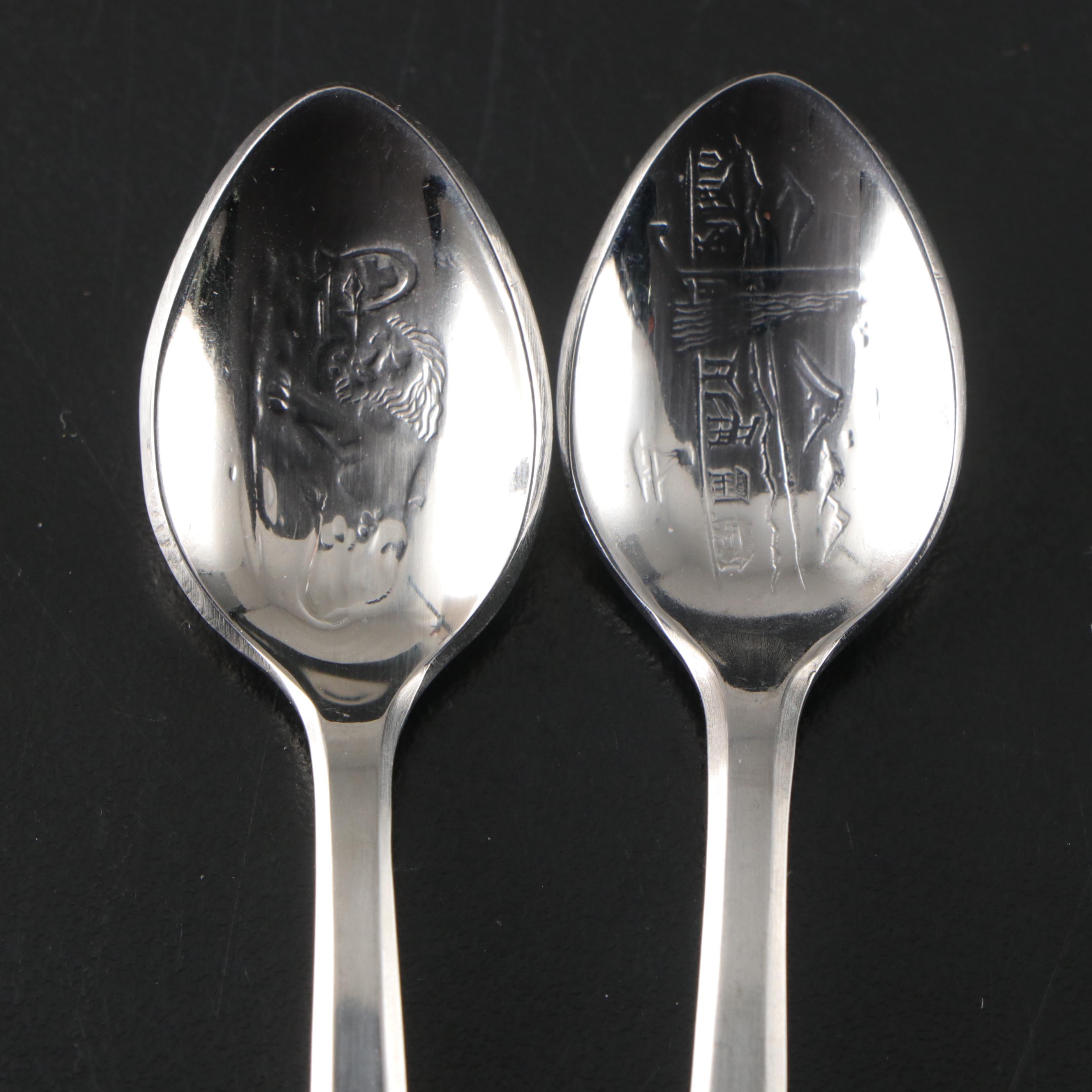 Swiss Rolex Bucherer Silver Plate and Other Metal Souvenir Spoons