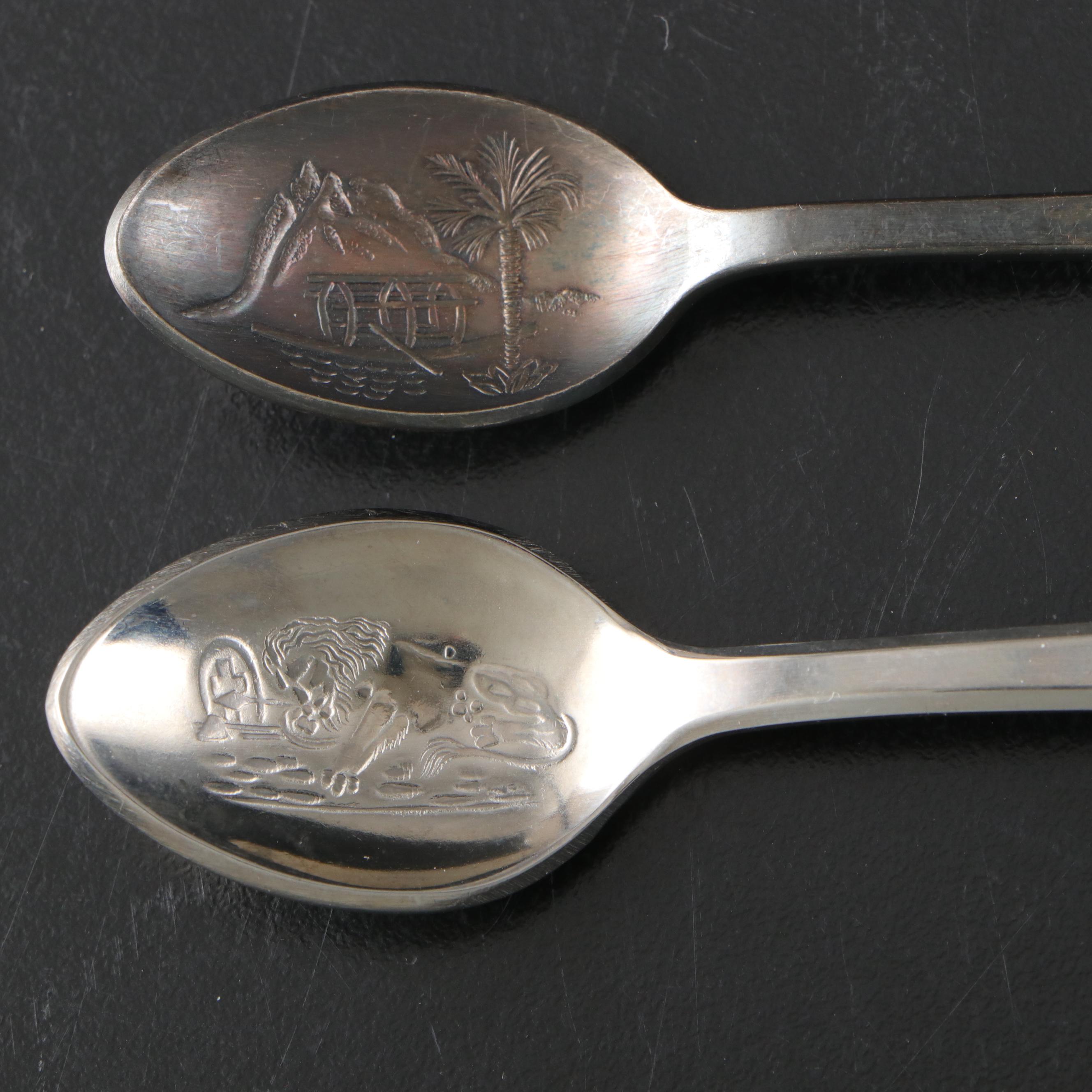 Swiss Rolex Bucherer Silver Plate and Other Metal Souvenir Spoons