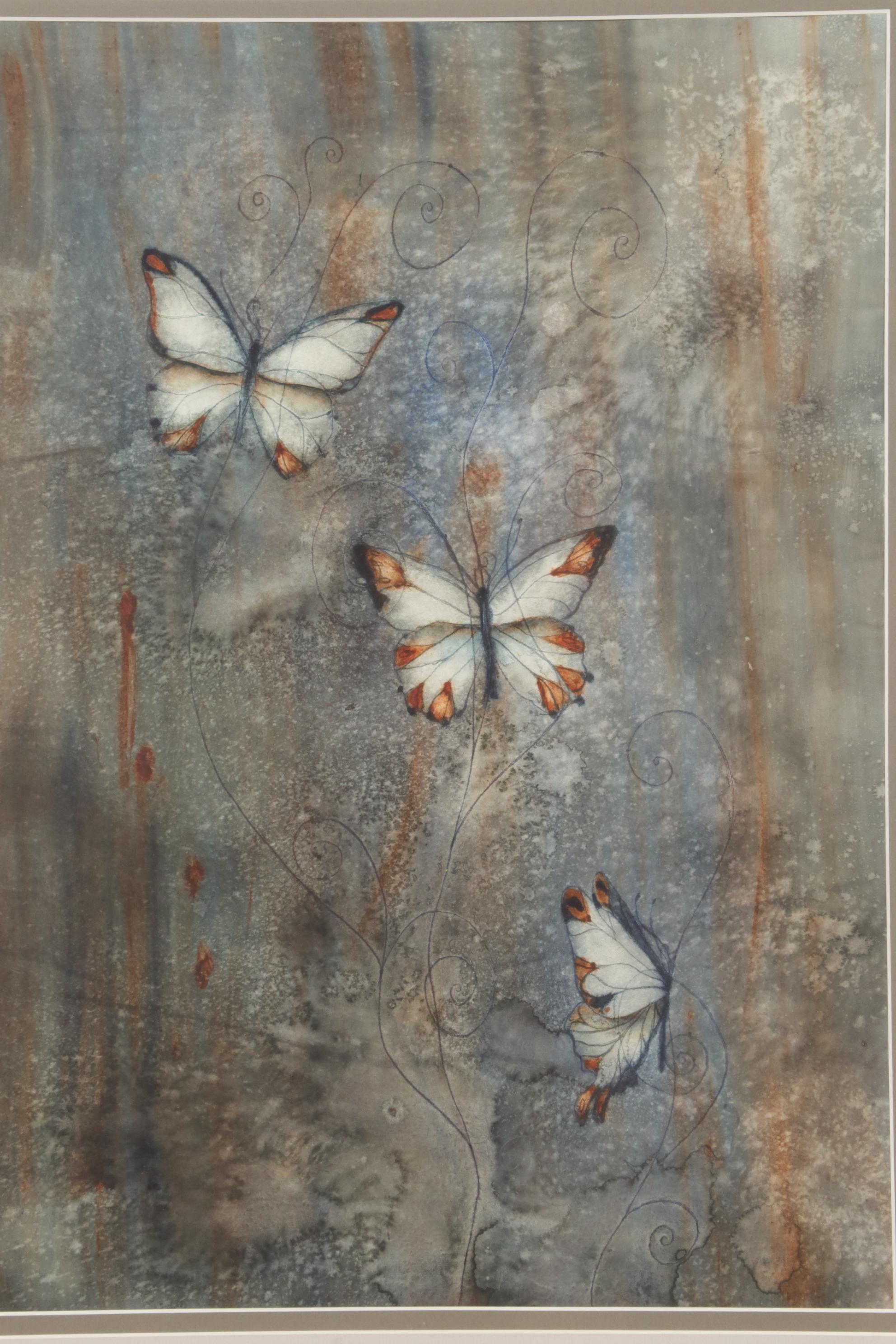 Mona Royer Butterfly Motif Watercolor Painting