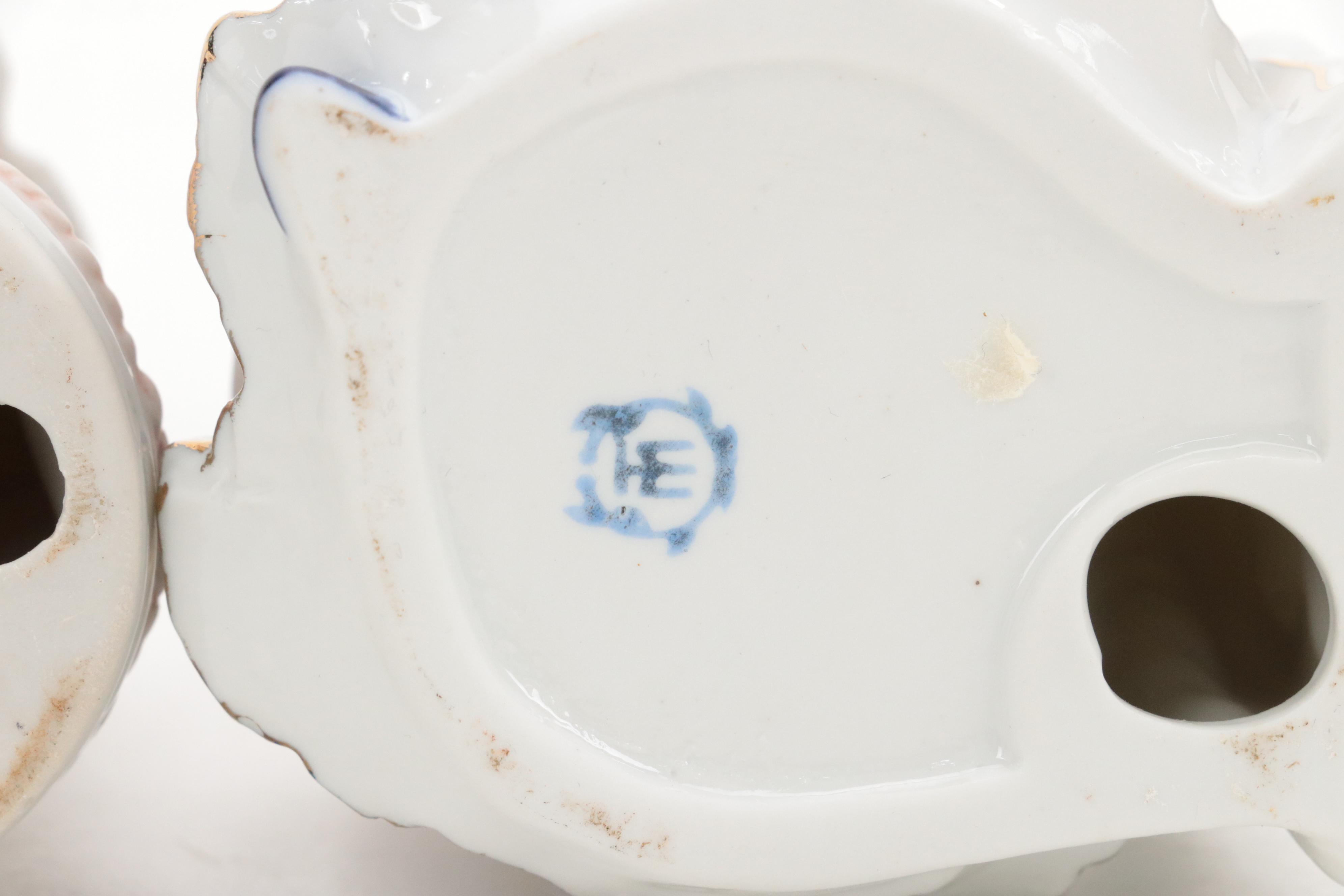 Keramos Cobalt Glaze Handled Vase with Figurines and Ginger Jar