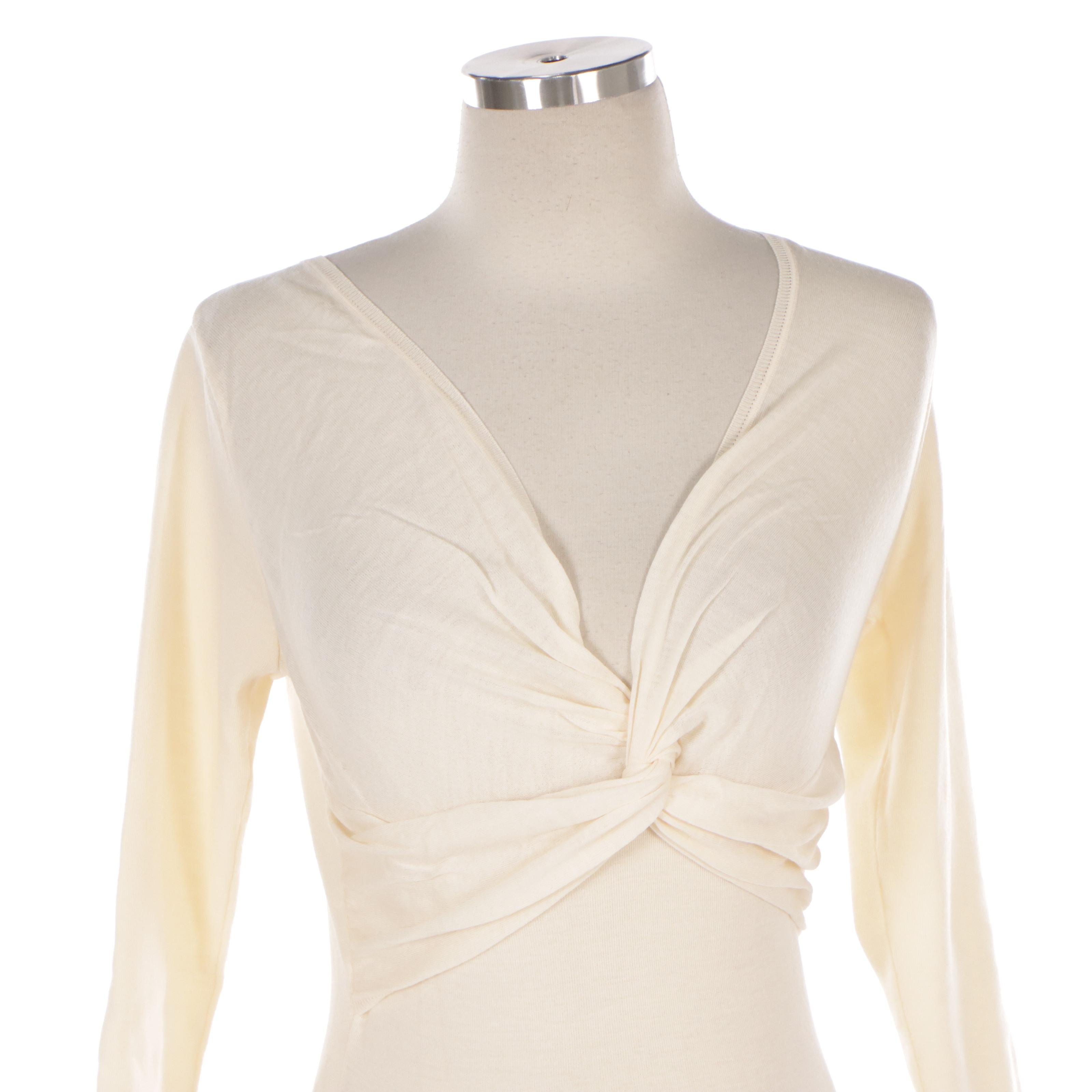 Prada Twist Front Wool Knit Top