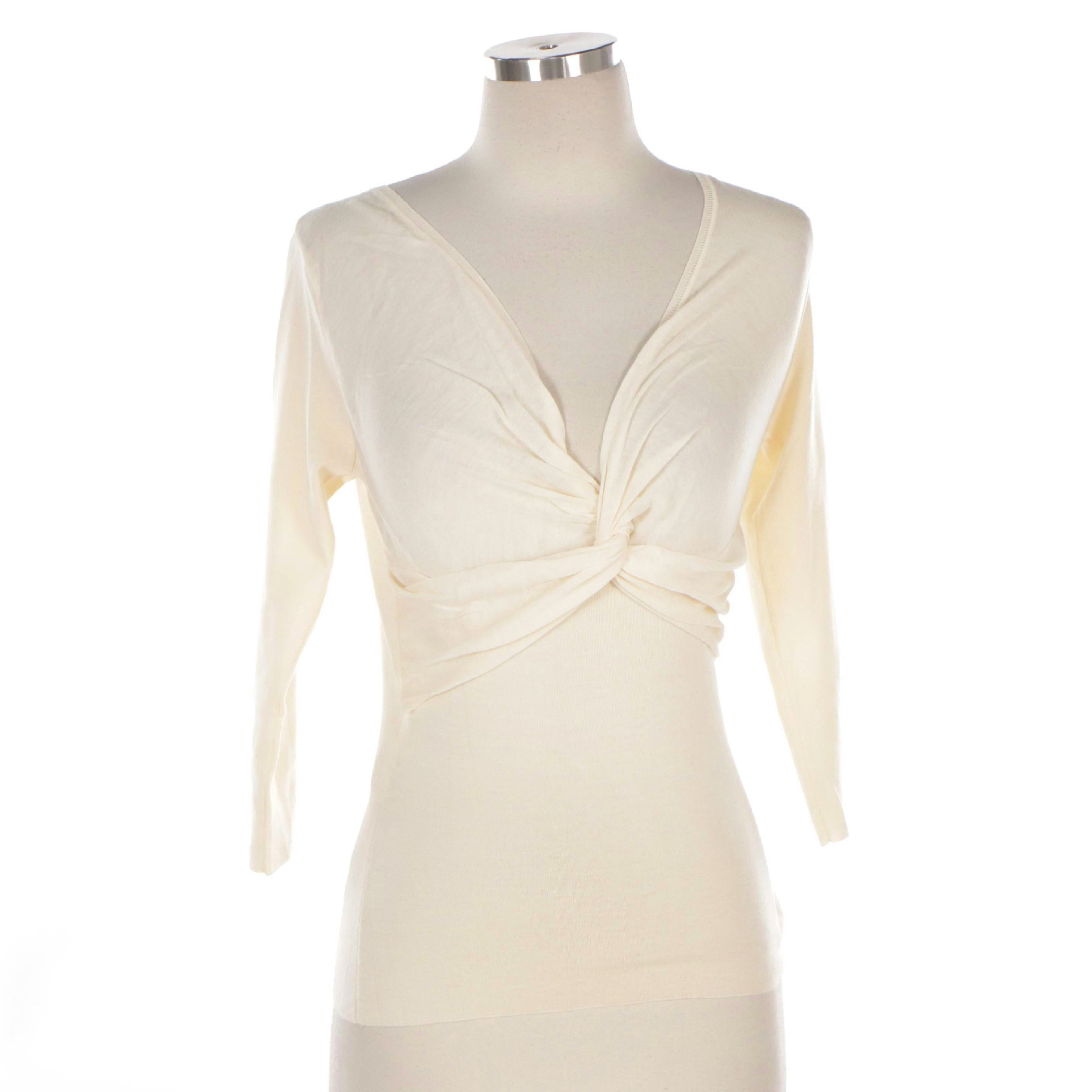 Prada Twist Front Wool Knit Top