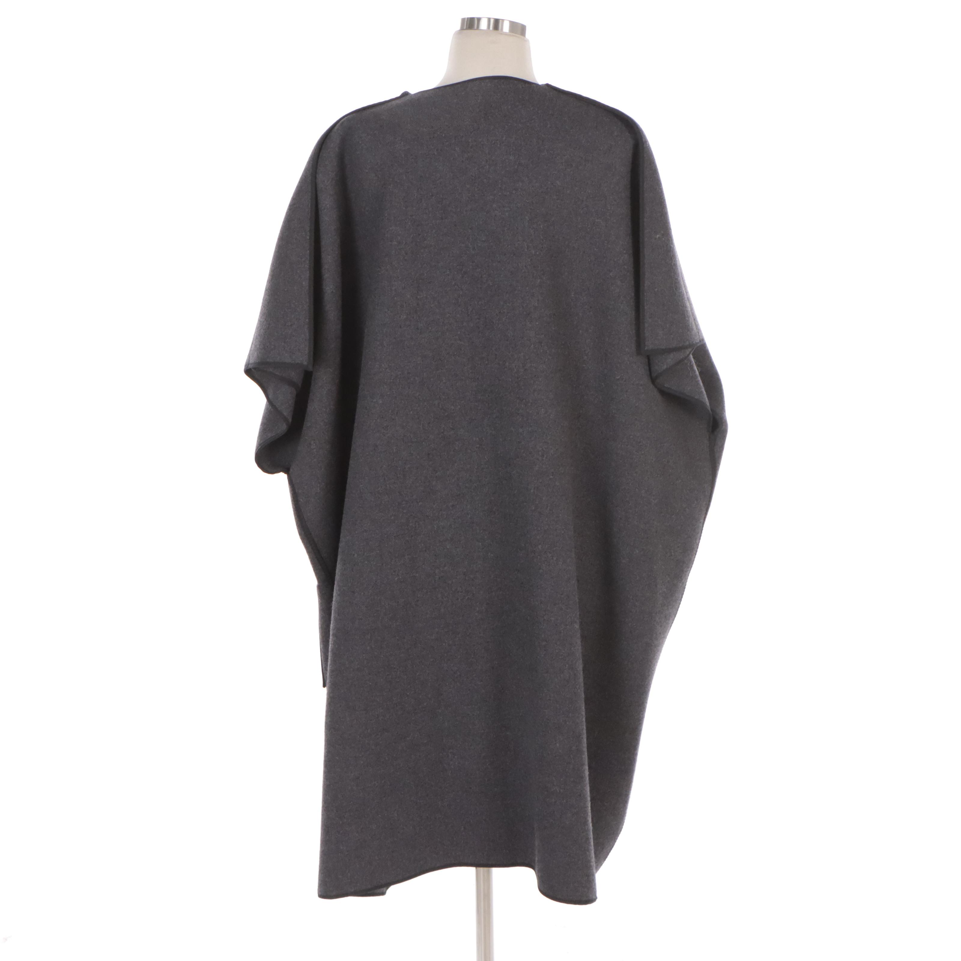 Bottega Veneta Grey Wool/Angora Blend Buckle-Front Short-Sleeve Cape Coat