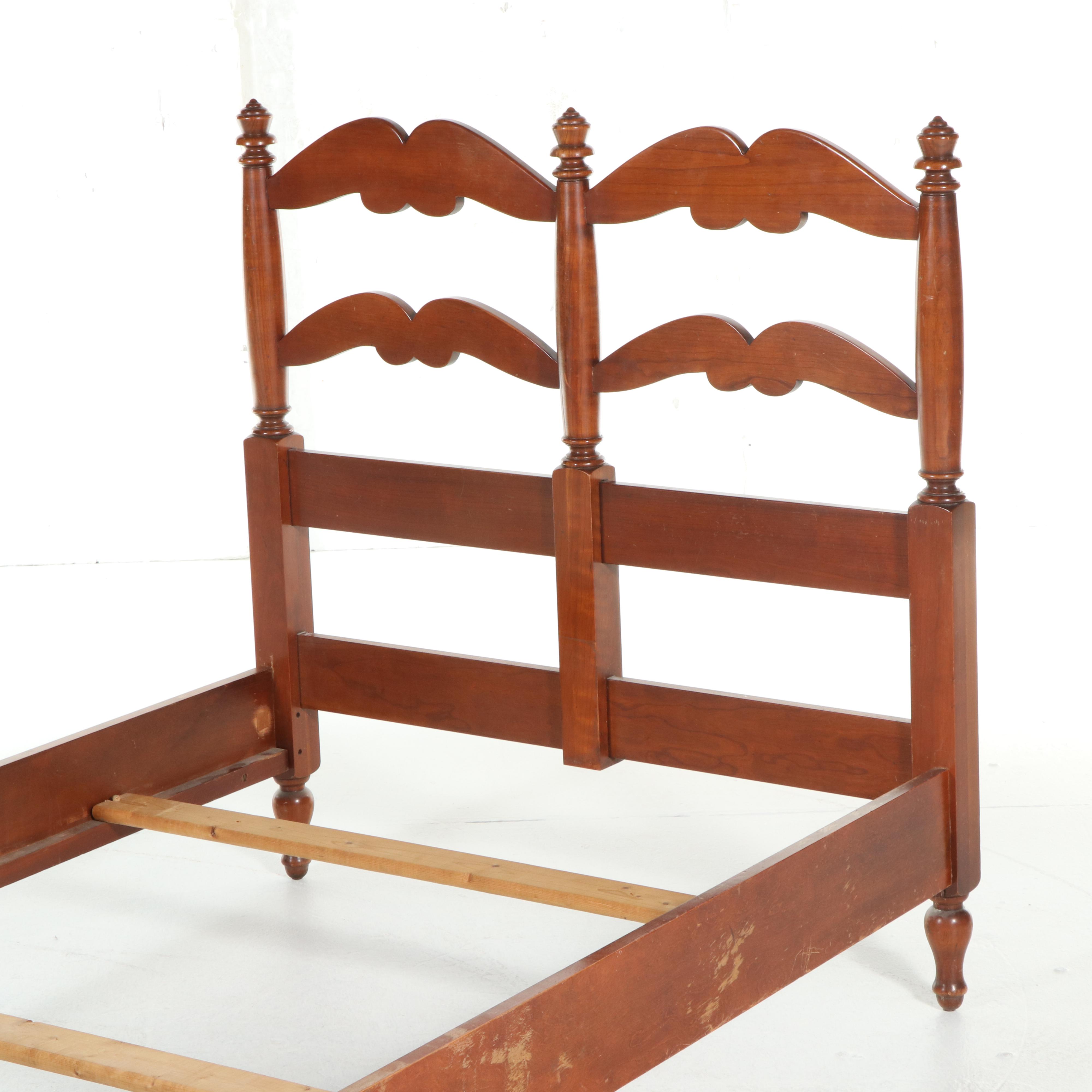 American Colonial Style Cherrywood Twin Size Bed Frame, Mid to Late 20th Century