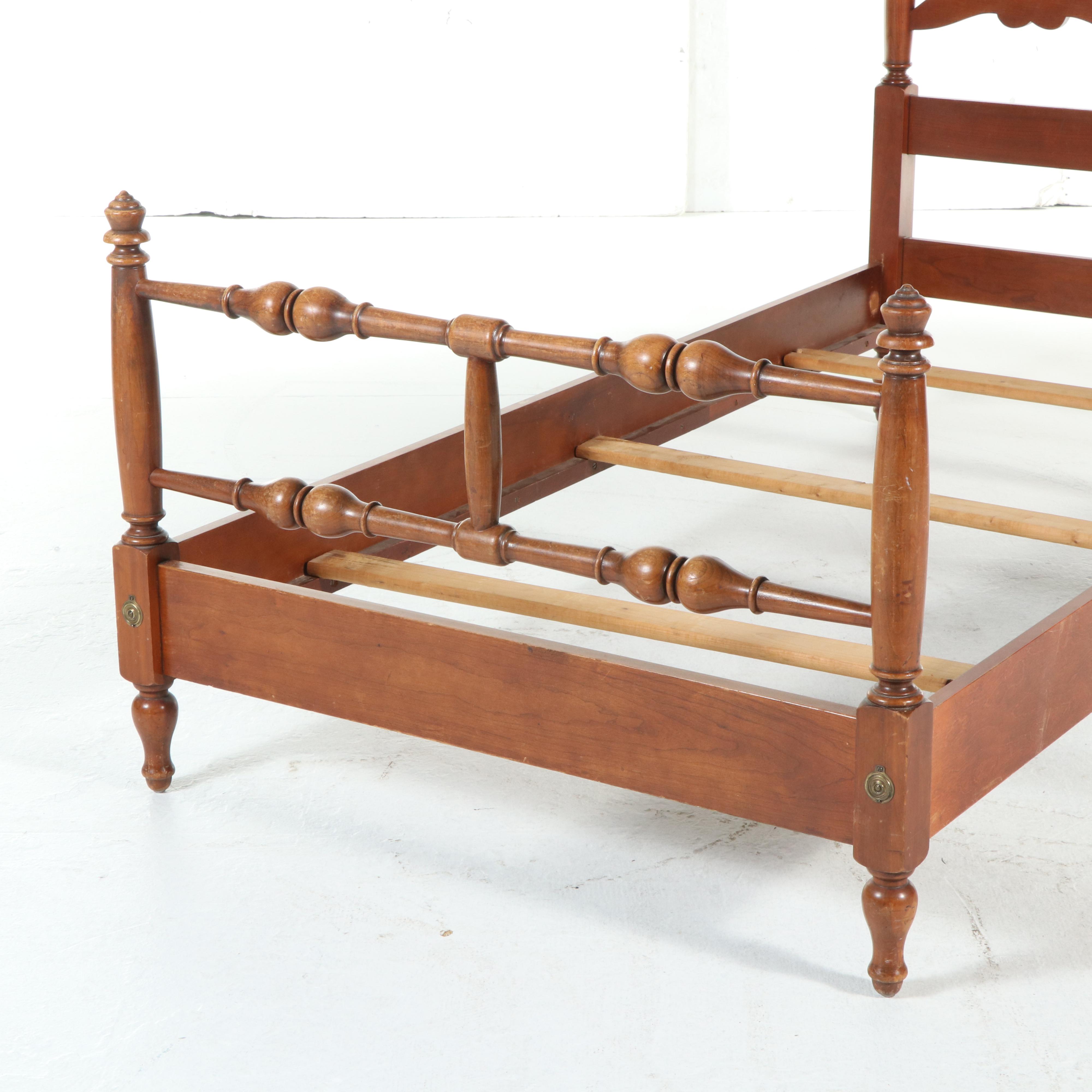 American Colonial Style Cherrywood Twin Size Bed Frame, Mid to Late 20th Century