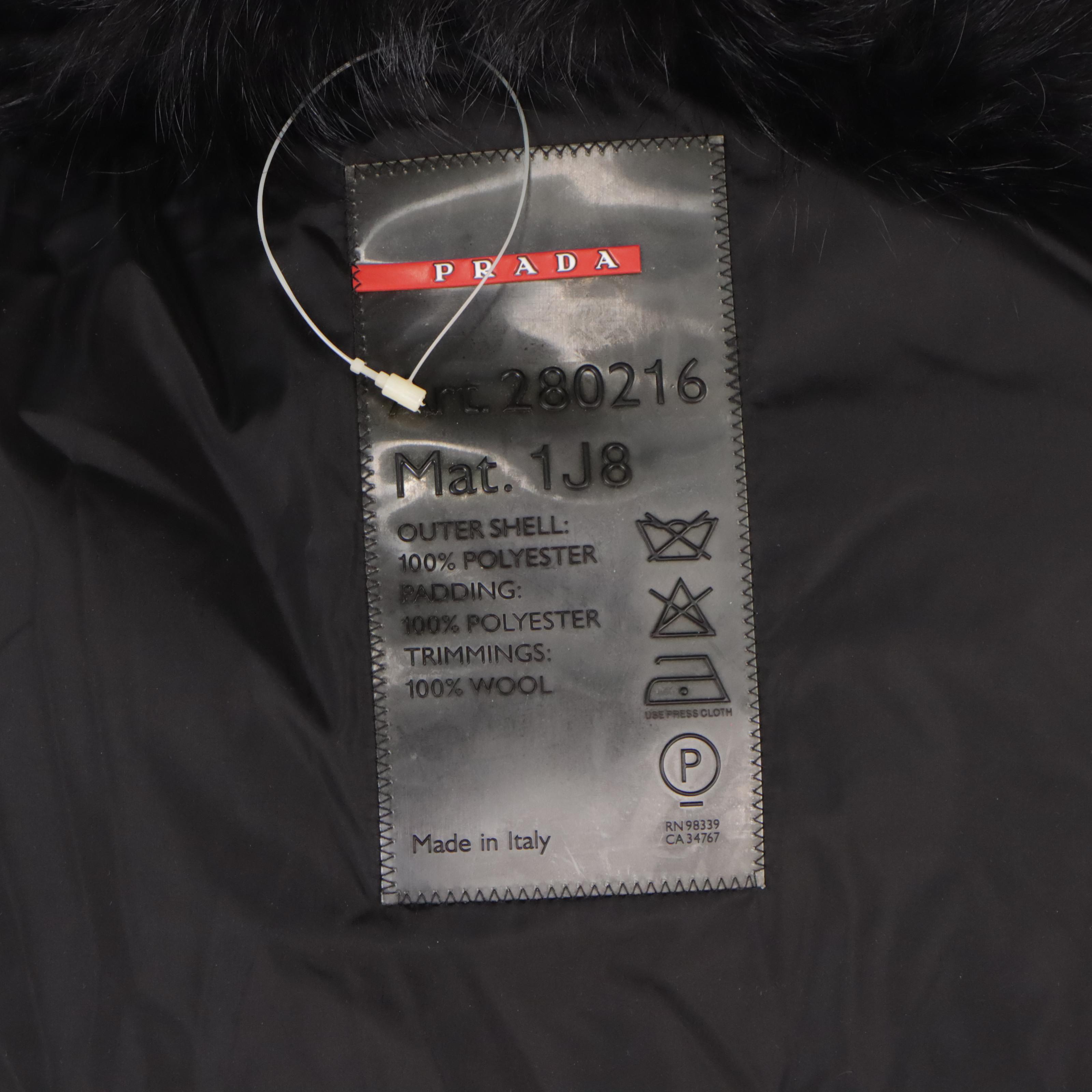 Prada Sport Belted Ski Jacket 280216 with Dyed Raccoon Fur Trim and Tags