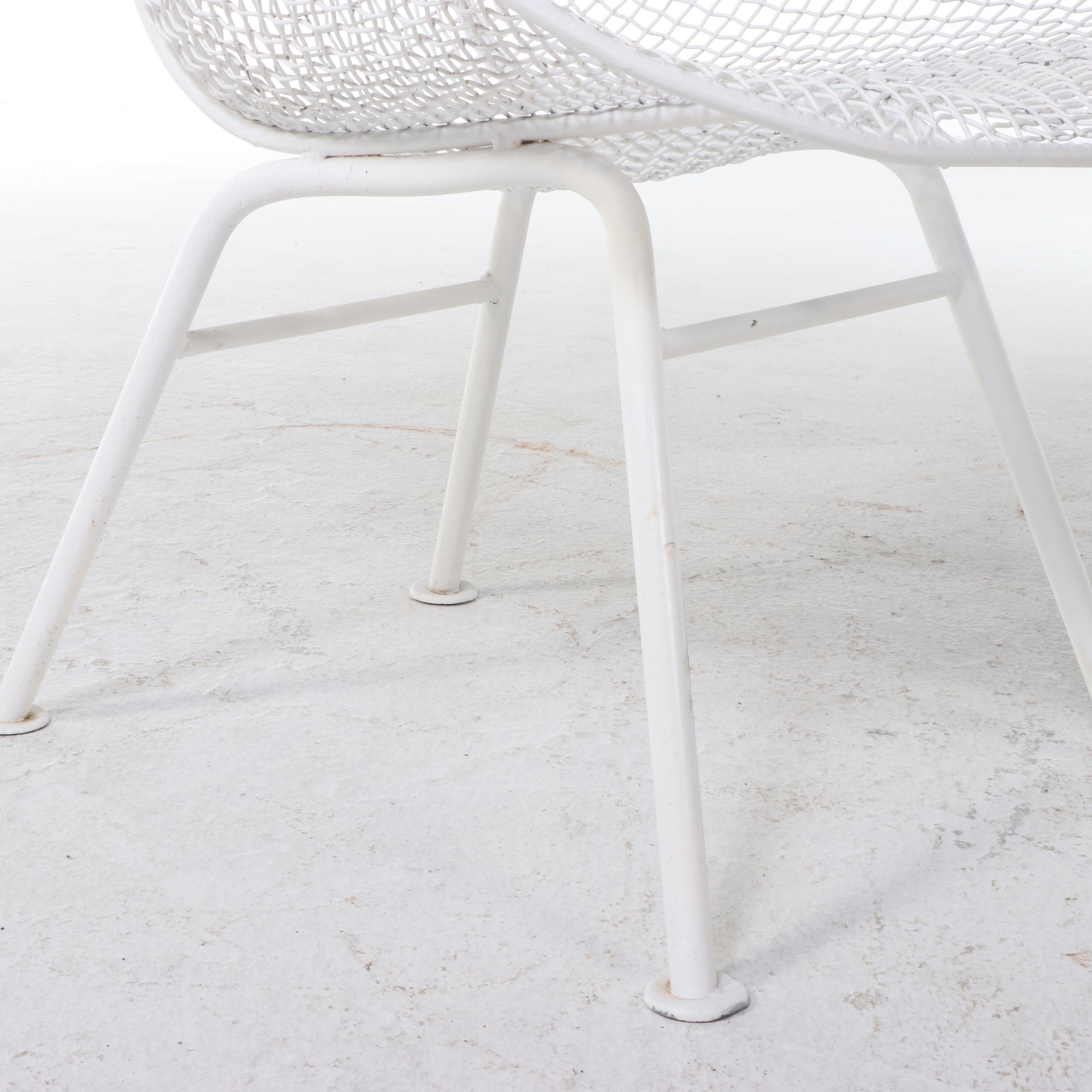 Four Russell Woodard "Sculptura" Mesh Patio Chairs with Octagonal Dining Table