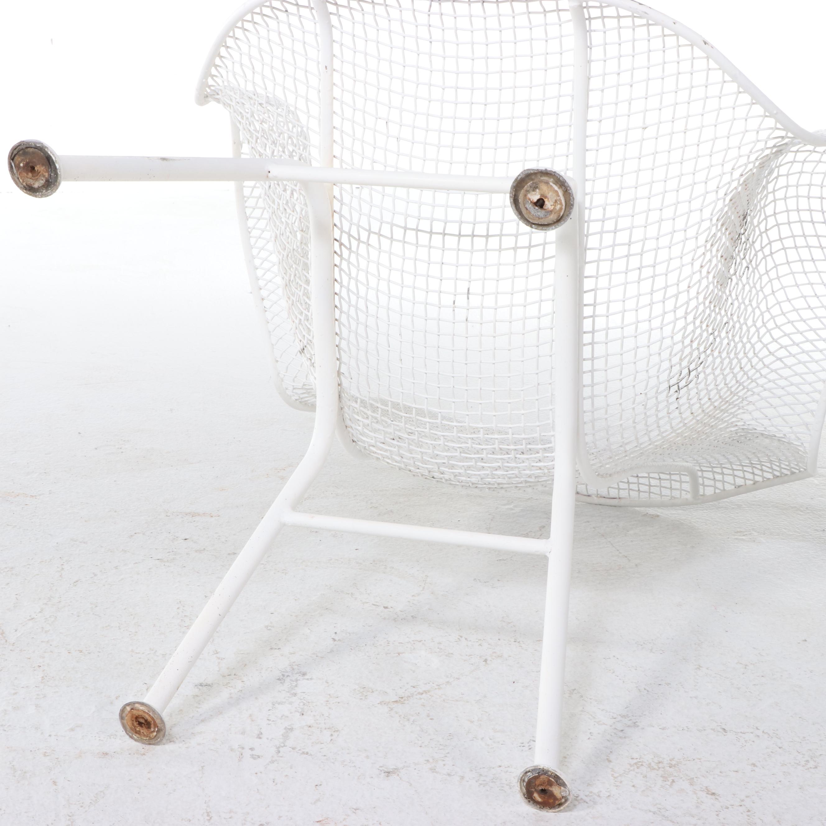 Four Russell Woodard "Sculptura" Mesh Patio Chairs with Octagonal Dining Table