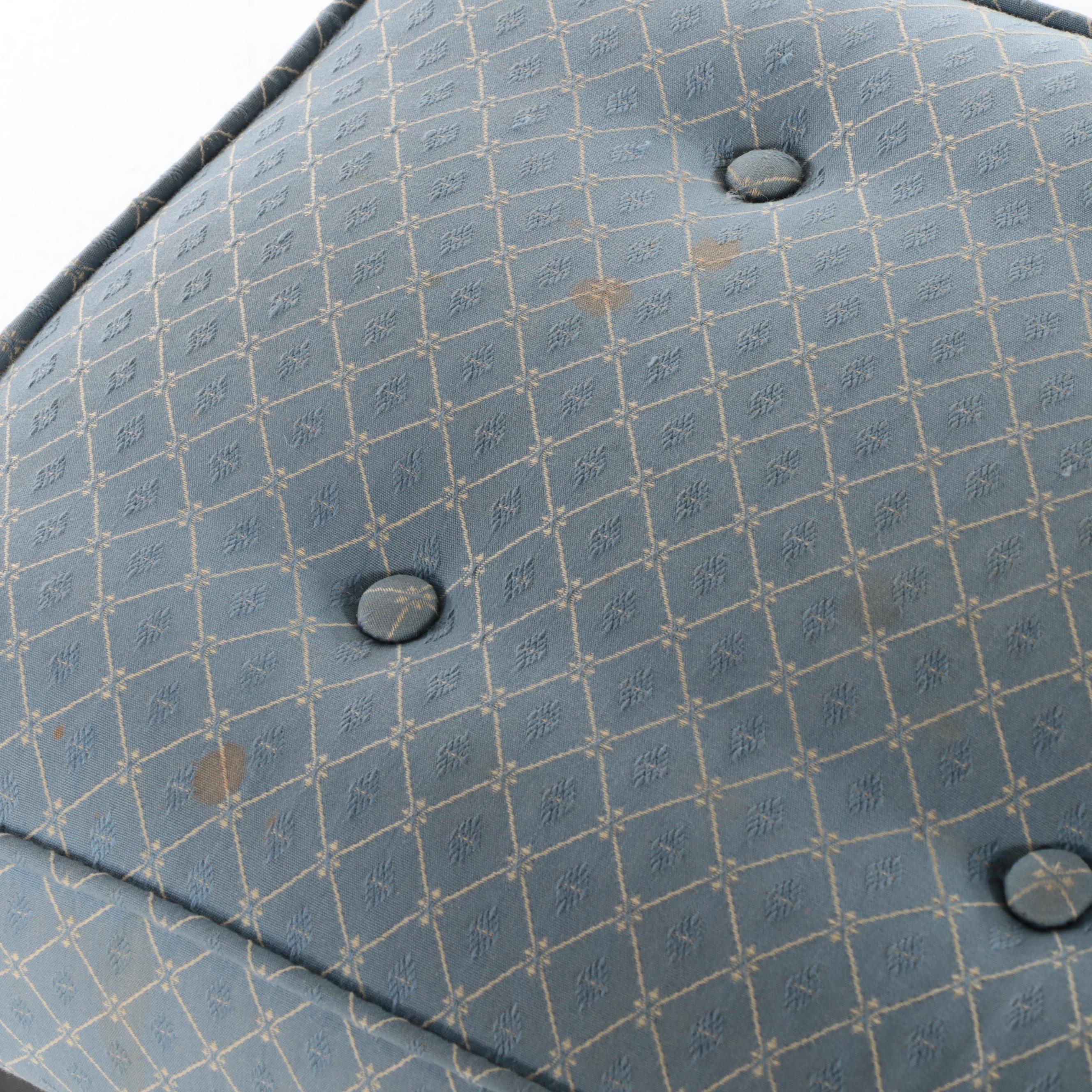 Tubular Brass, Iron, and Button-Tufted Bench, Late 20th Century