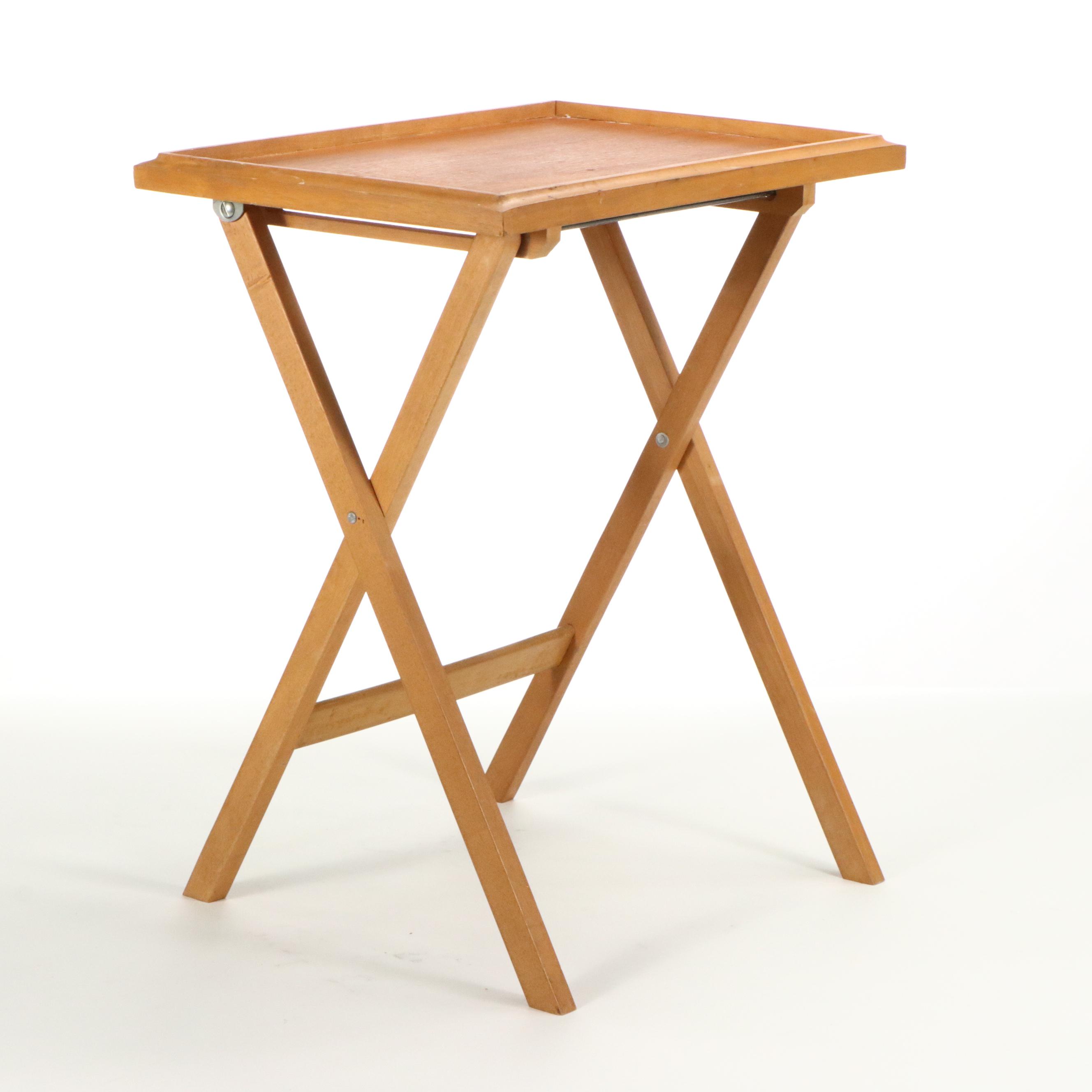 Teak Folding Table with IKEA "Molger" Storage Bench and Metal Chair