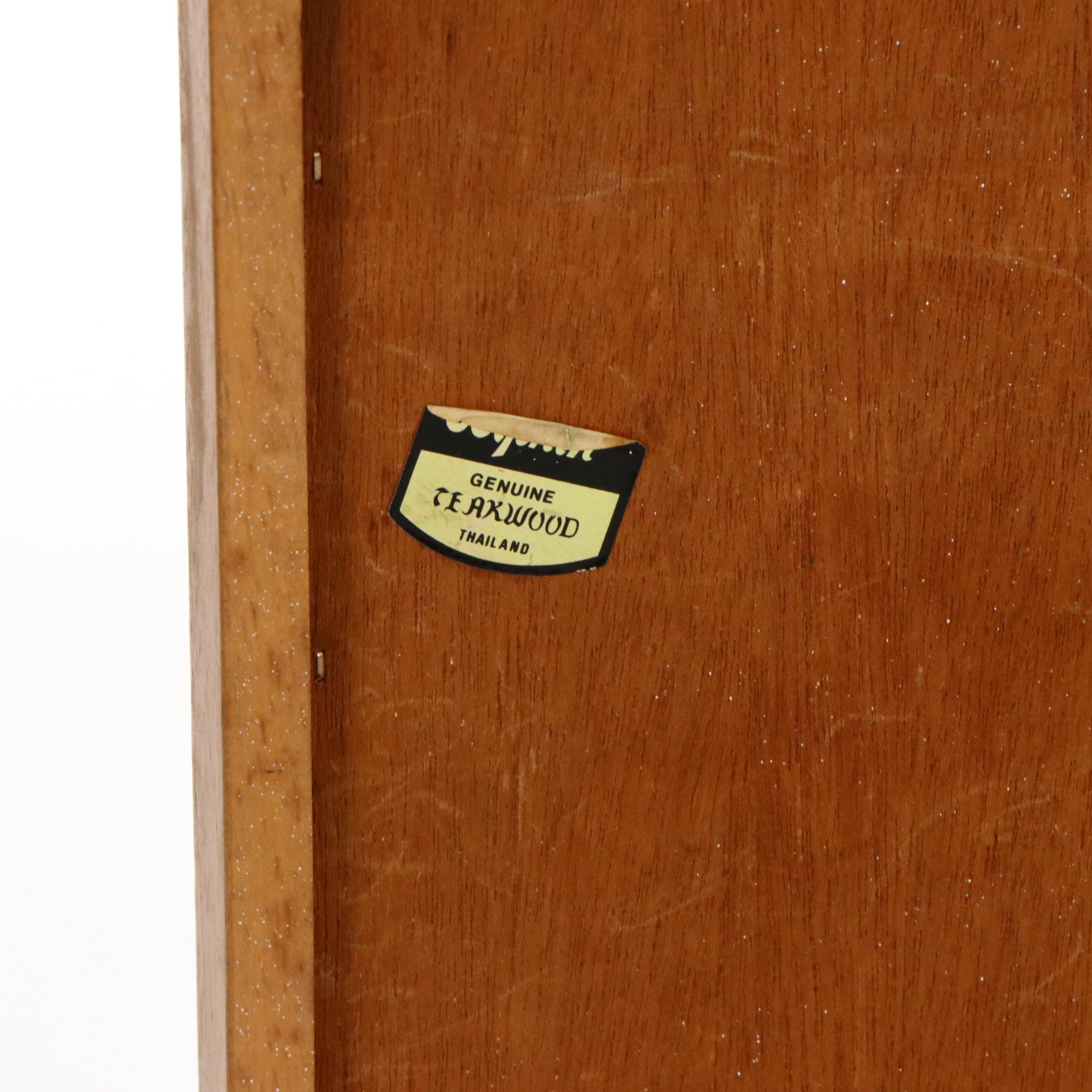 Teak Folding Table with IKEA "Molger" Storage Bench and Metal Chair