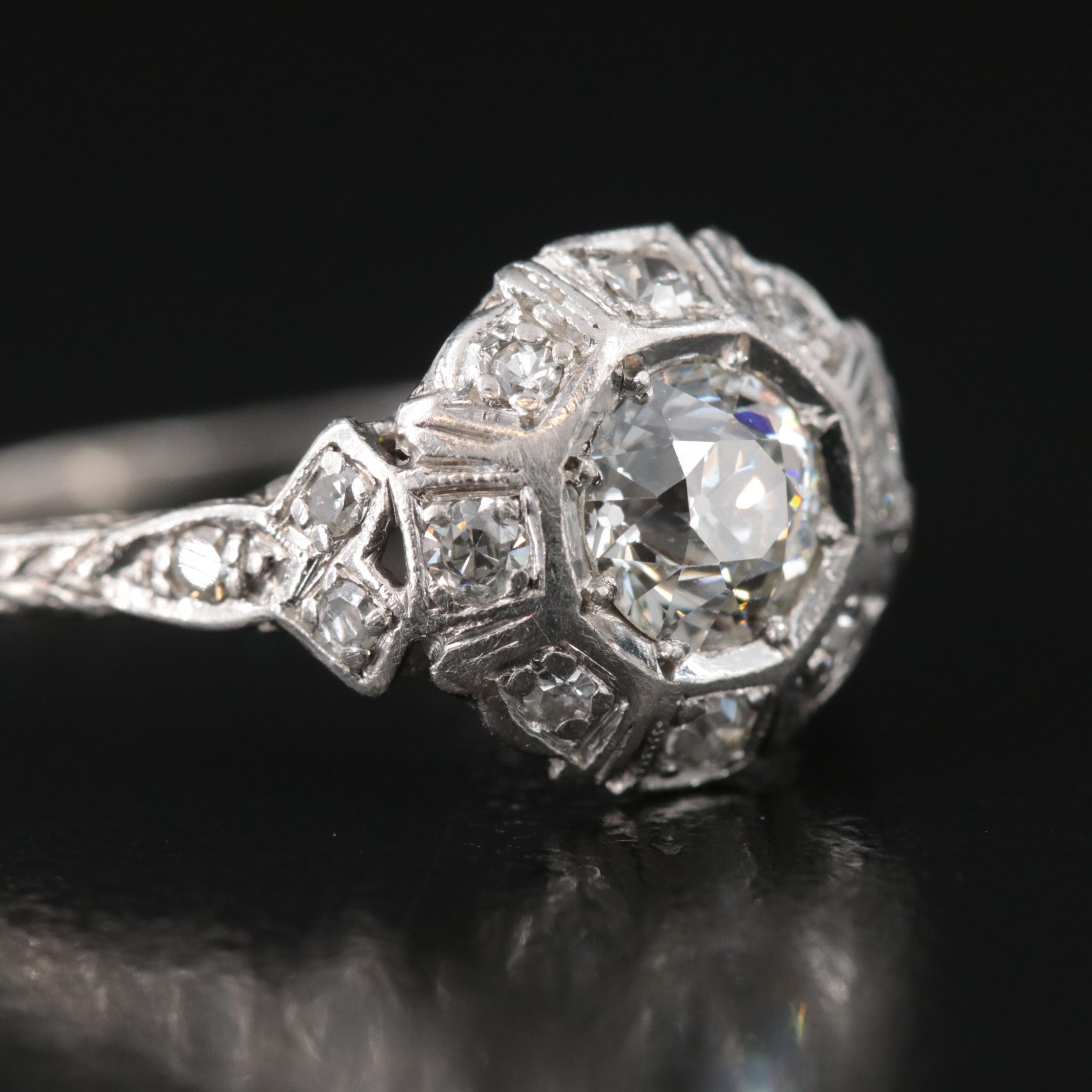 Art Deco Platinum 0.83 CTW Diamond Ring