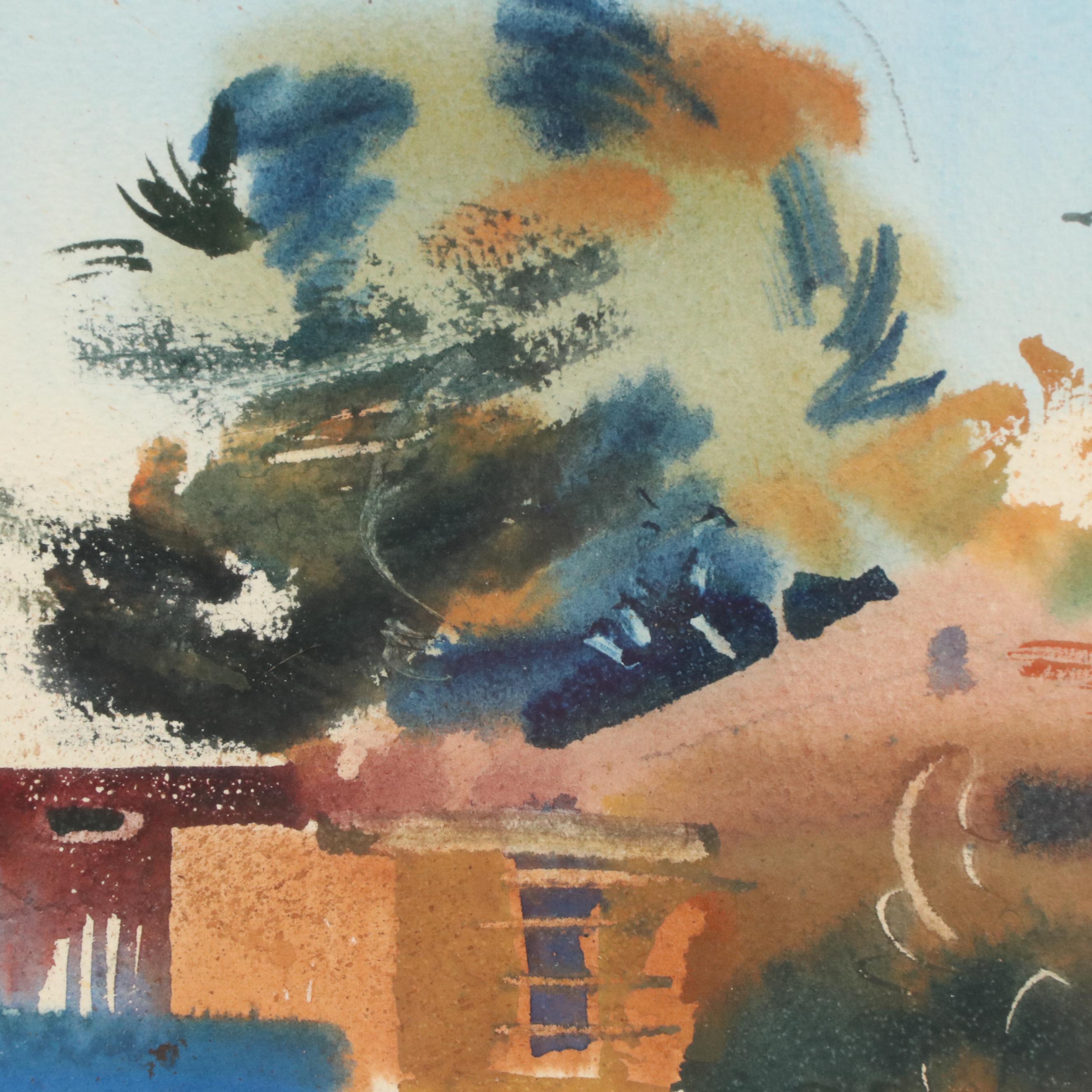 Rex Brandt Landscape Watercolor Painting "N.E. Wind," 1969