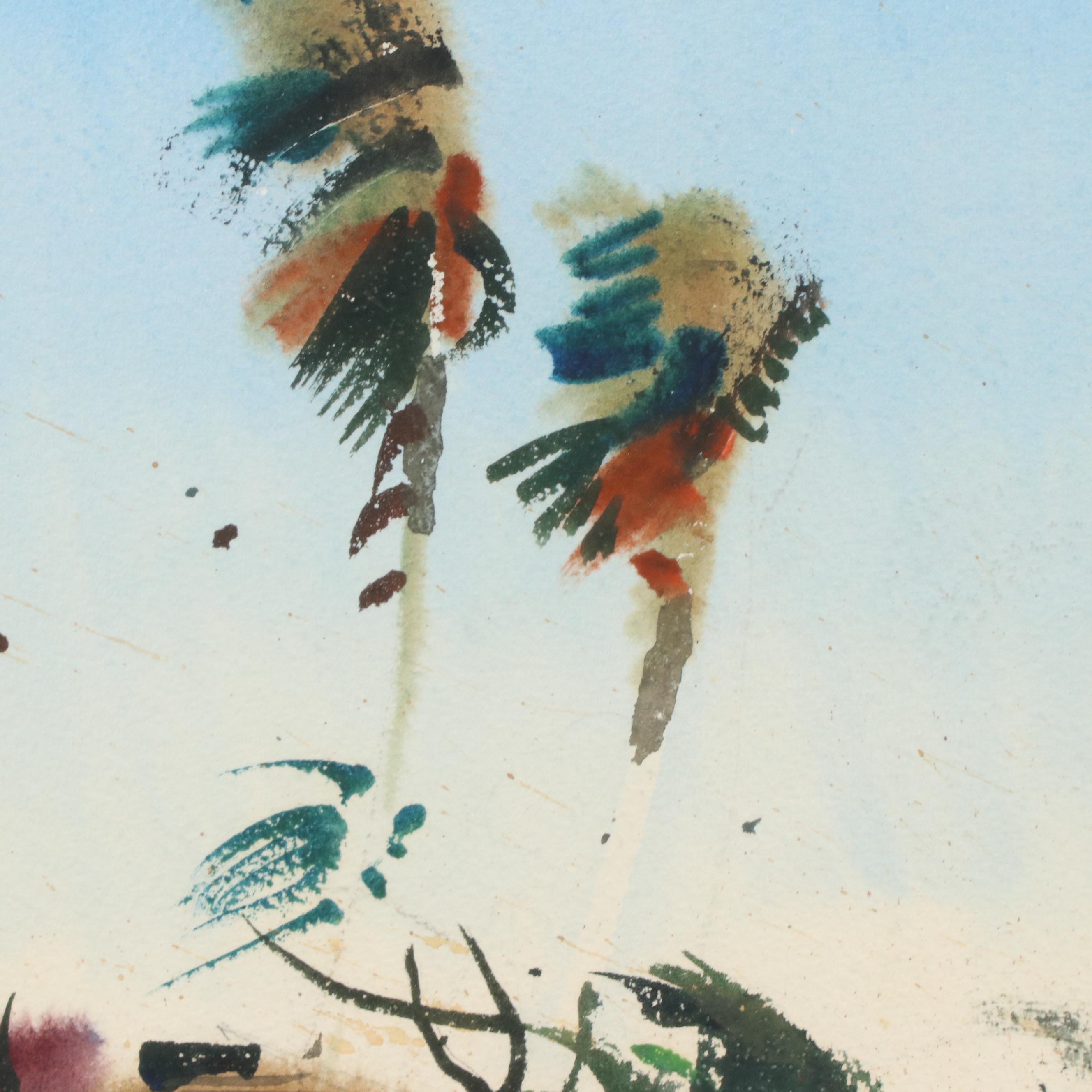 Rex Brandt Landscape Watercolor Painting "N.E. Wind," 1969