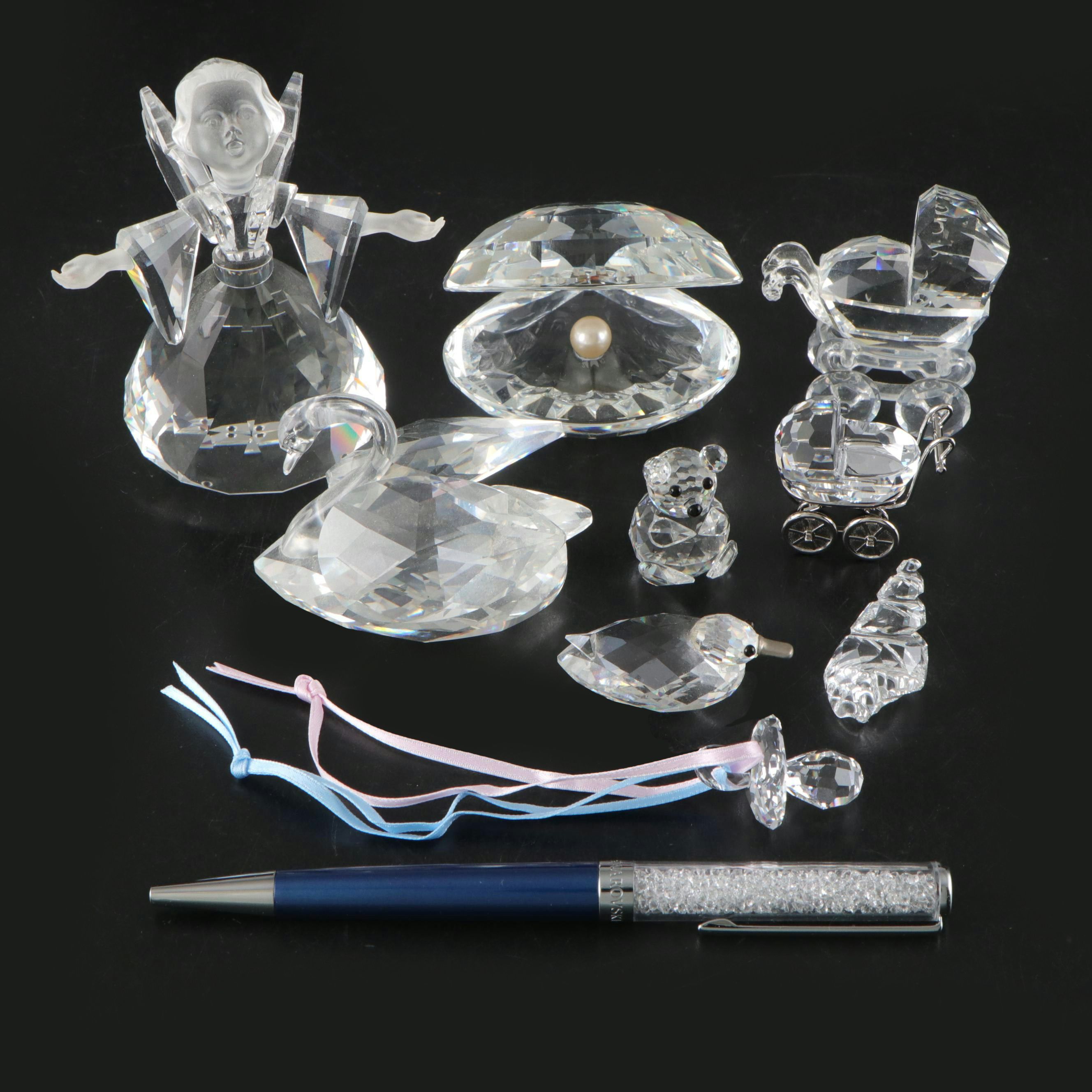 Swarovski Crystalline Ballpoint Pen, "Cheerful Time" and More Figurines