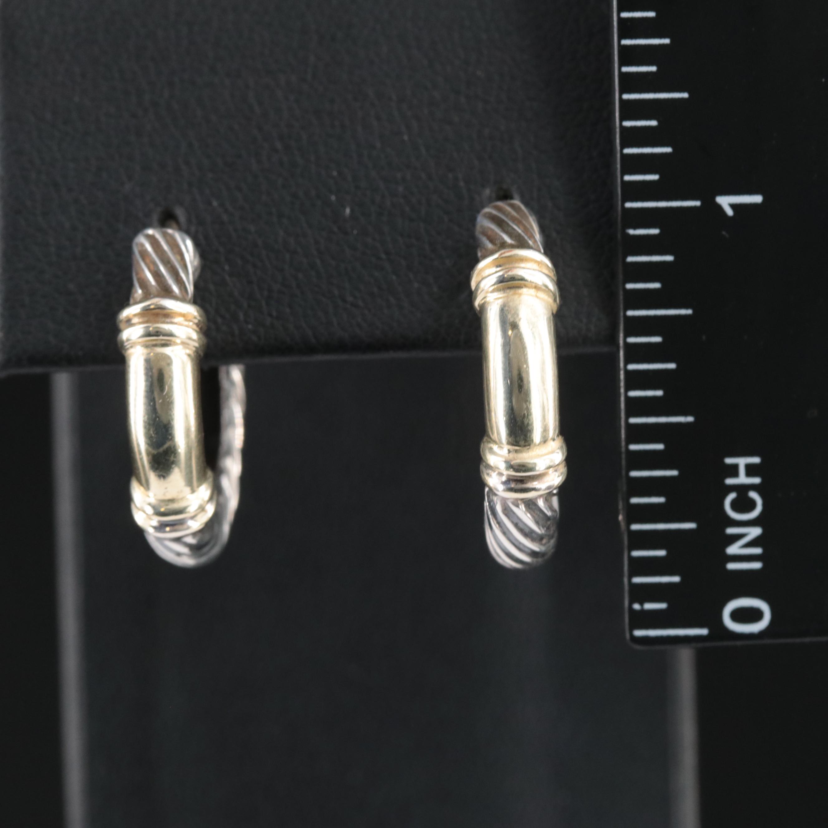 David Yurman Metro Sterling and 14K Hoop Earrings