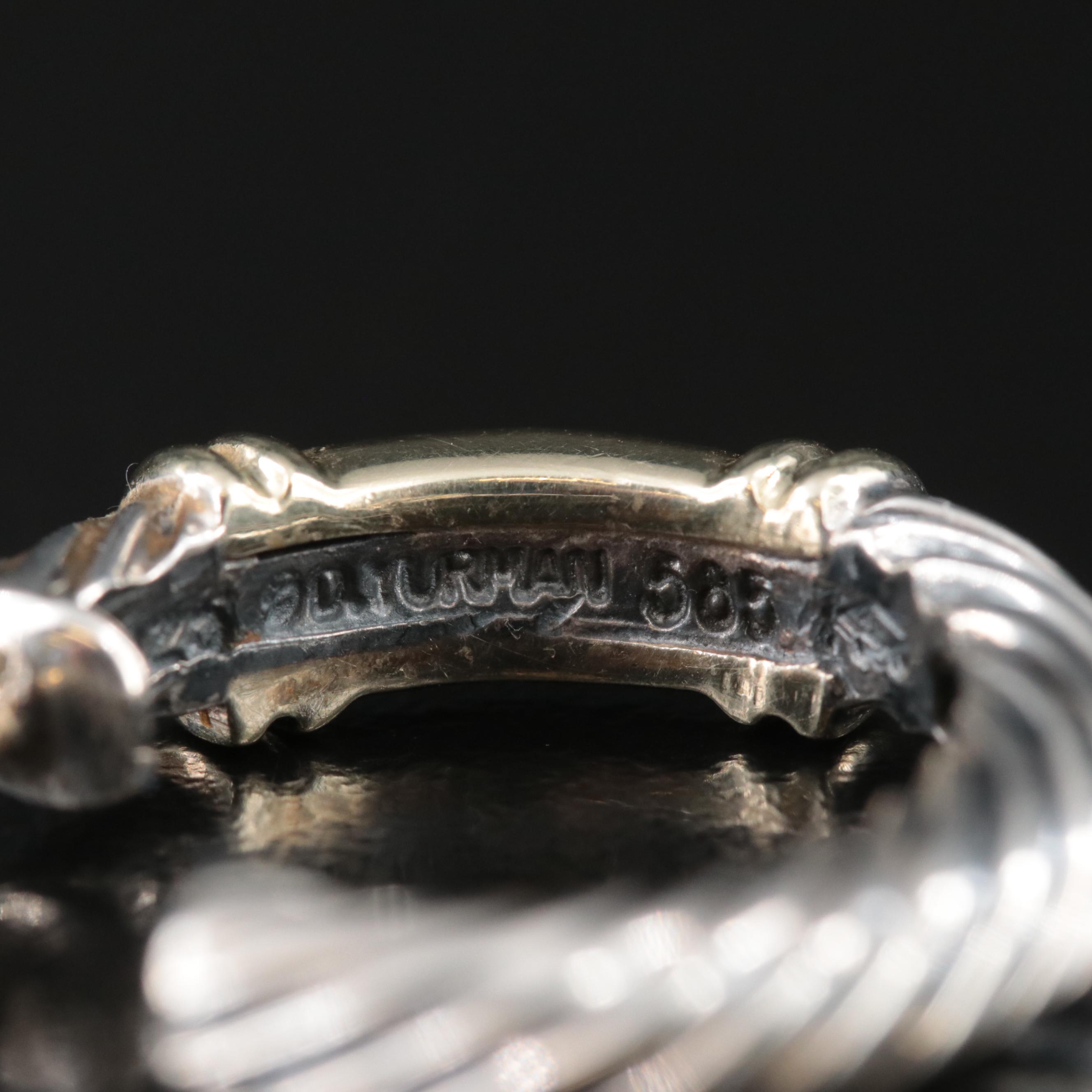 David Yurman Metro Sterling and 14K Hoop Earrings