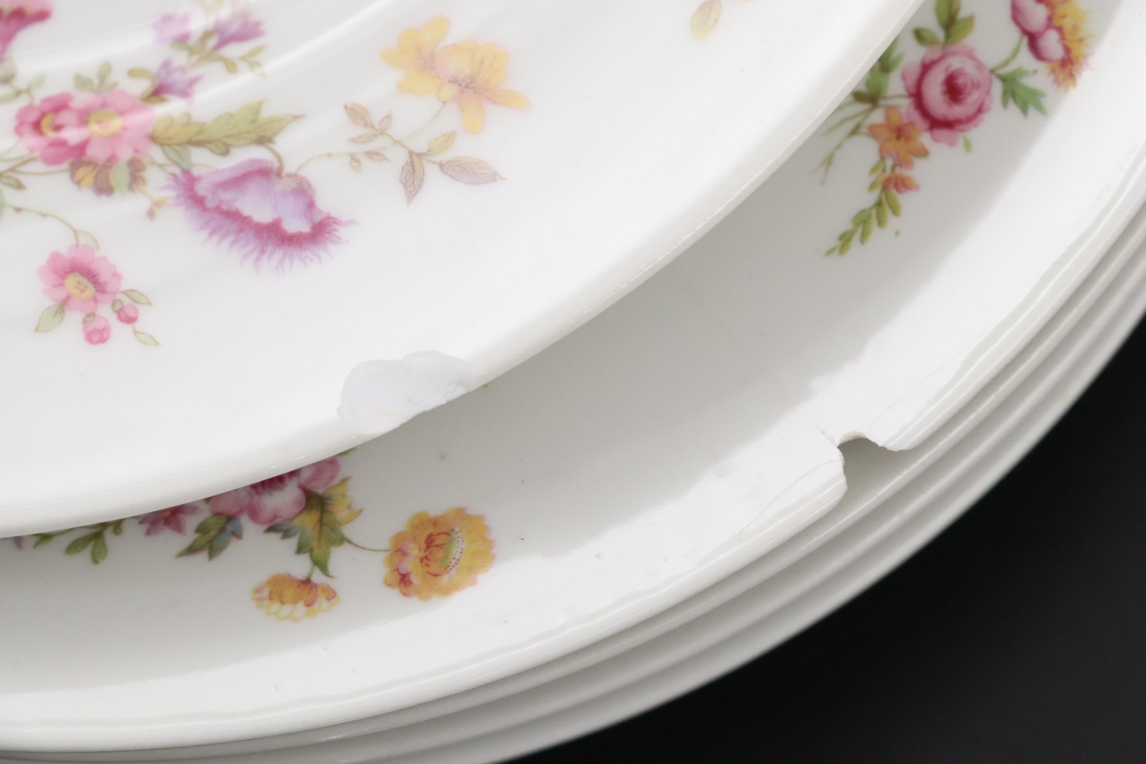 French L. Bernardaud & Co. Porcelain Dinnerware with Floral Motif
