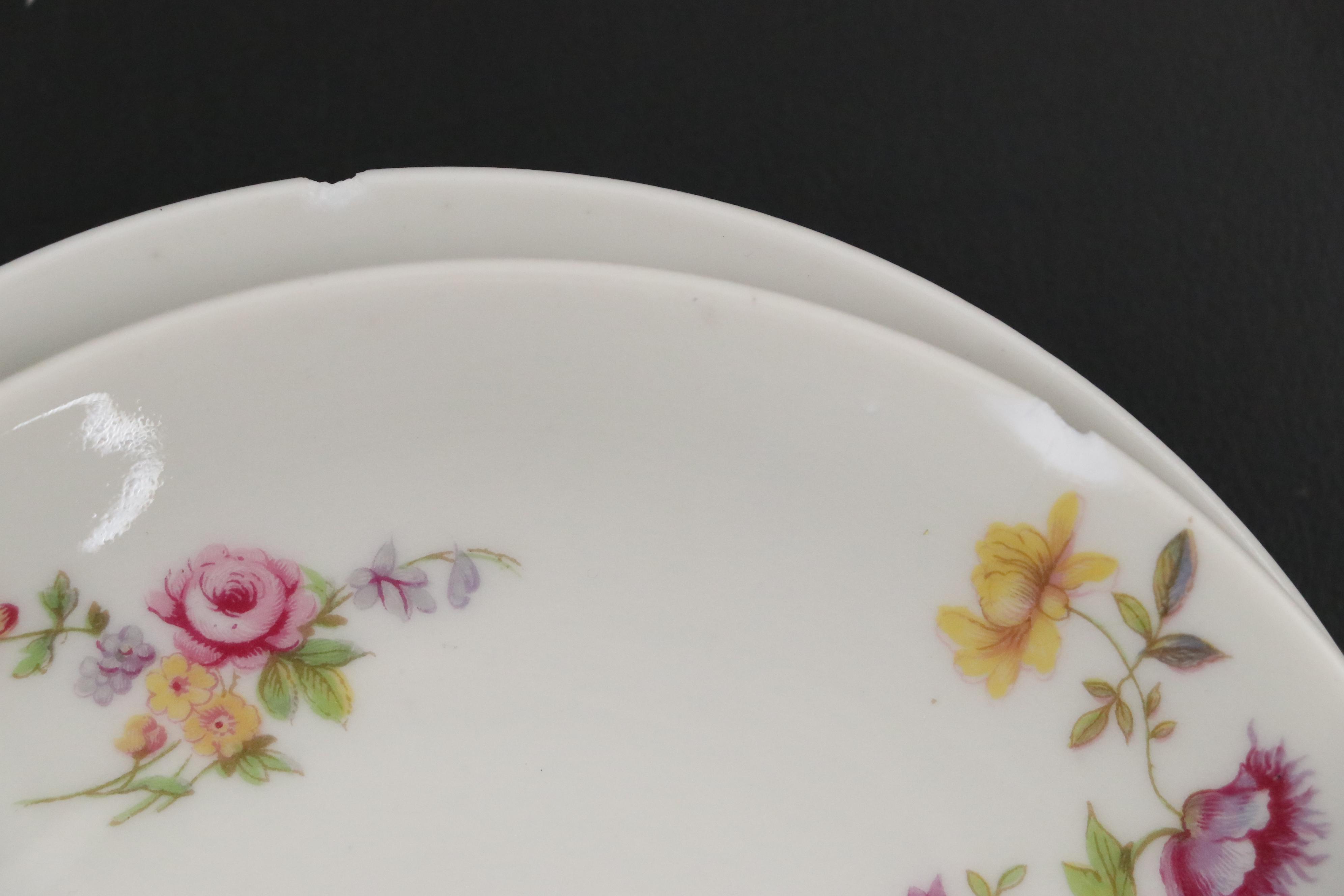 French L. Bernardaud & Co. Porcelain Dinnerware with Floral Motif