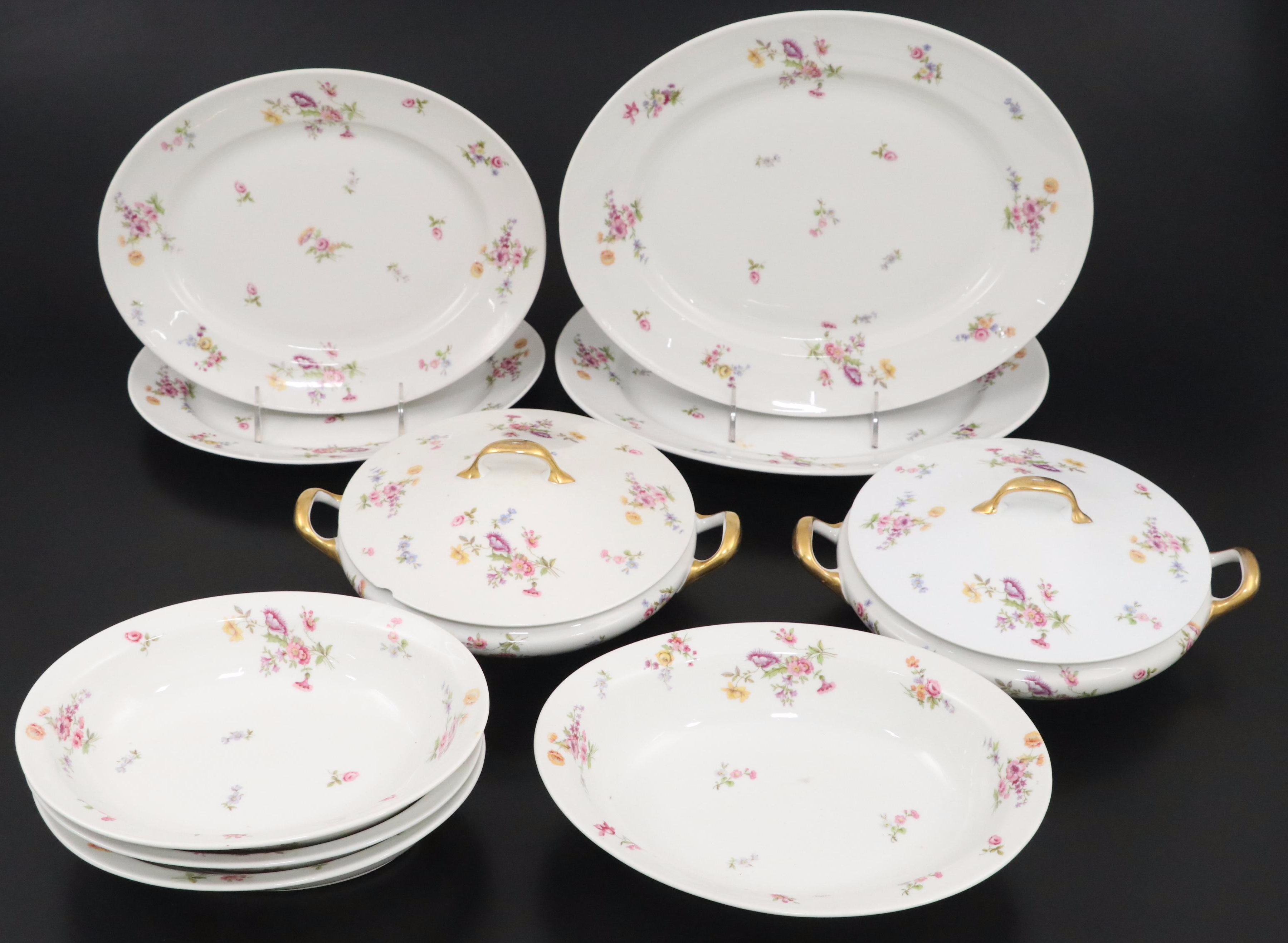 French L. Bernardaud & Co. Porcelain Dinnerware with Floral Motif