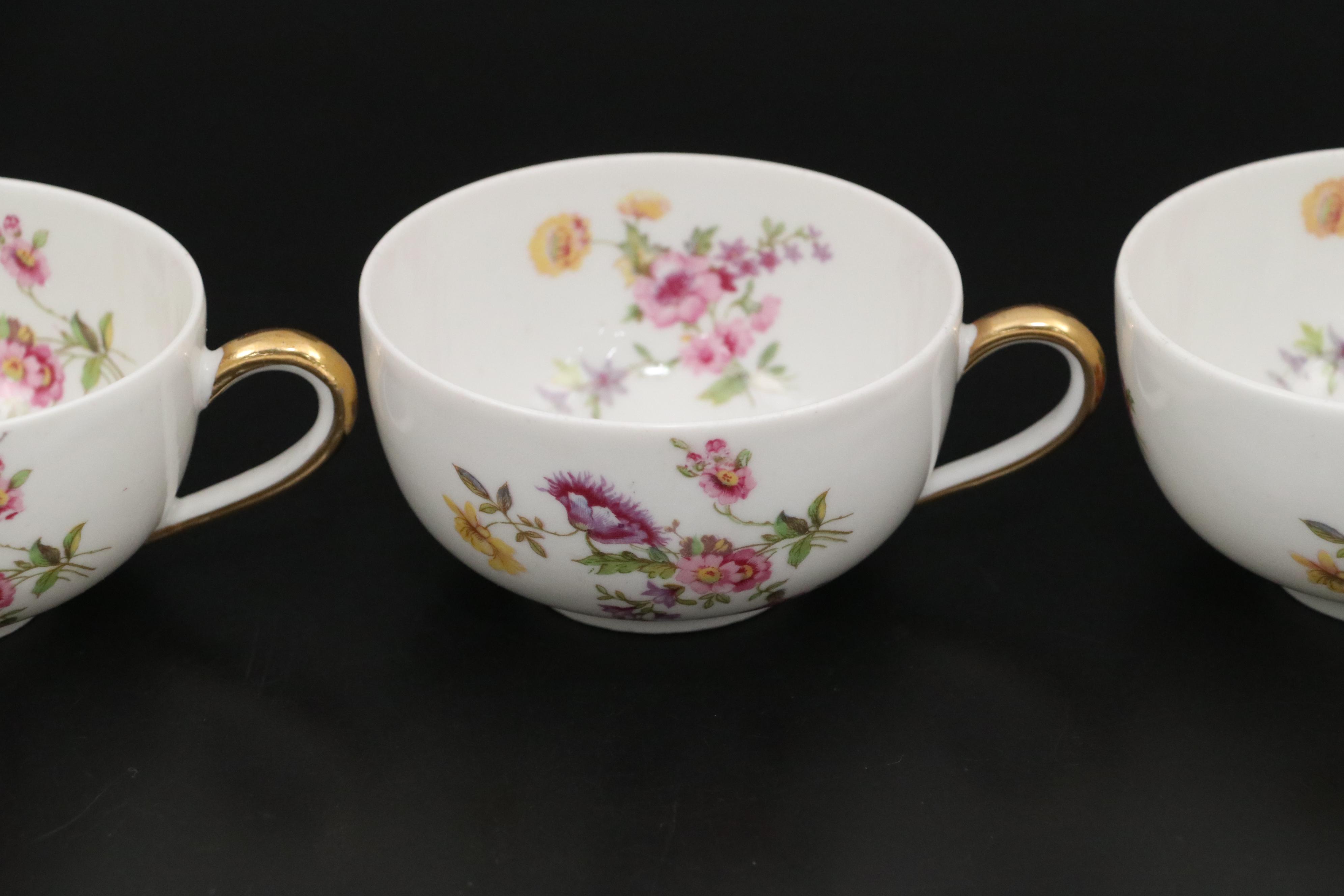 French L. Bernardaud & Co. Porcelain Dinnerware with Floral Motif