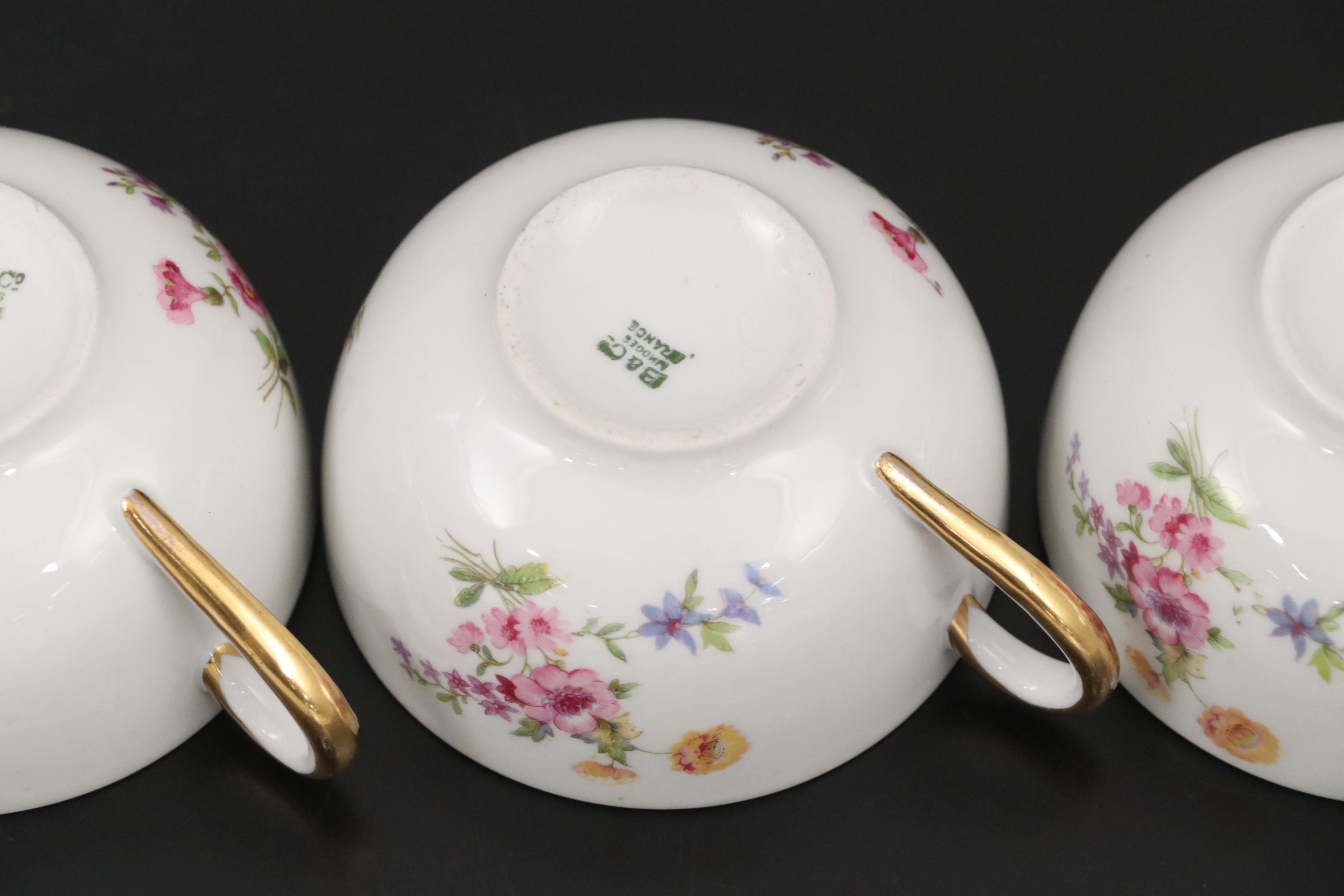 French L. Bernardaud & Co. Porcelain Dinnerware with Floral Motif